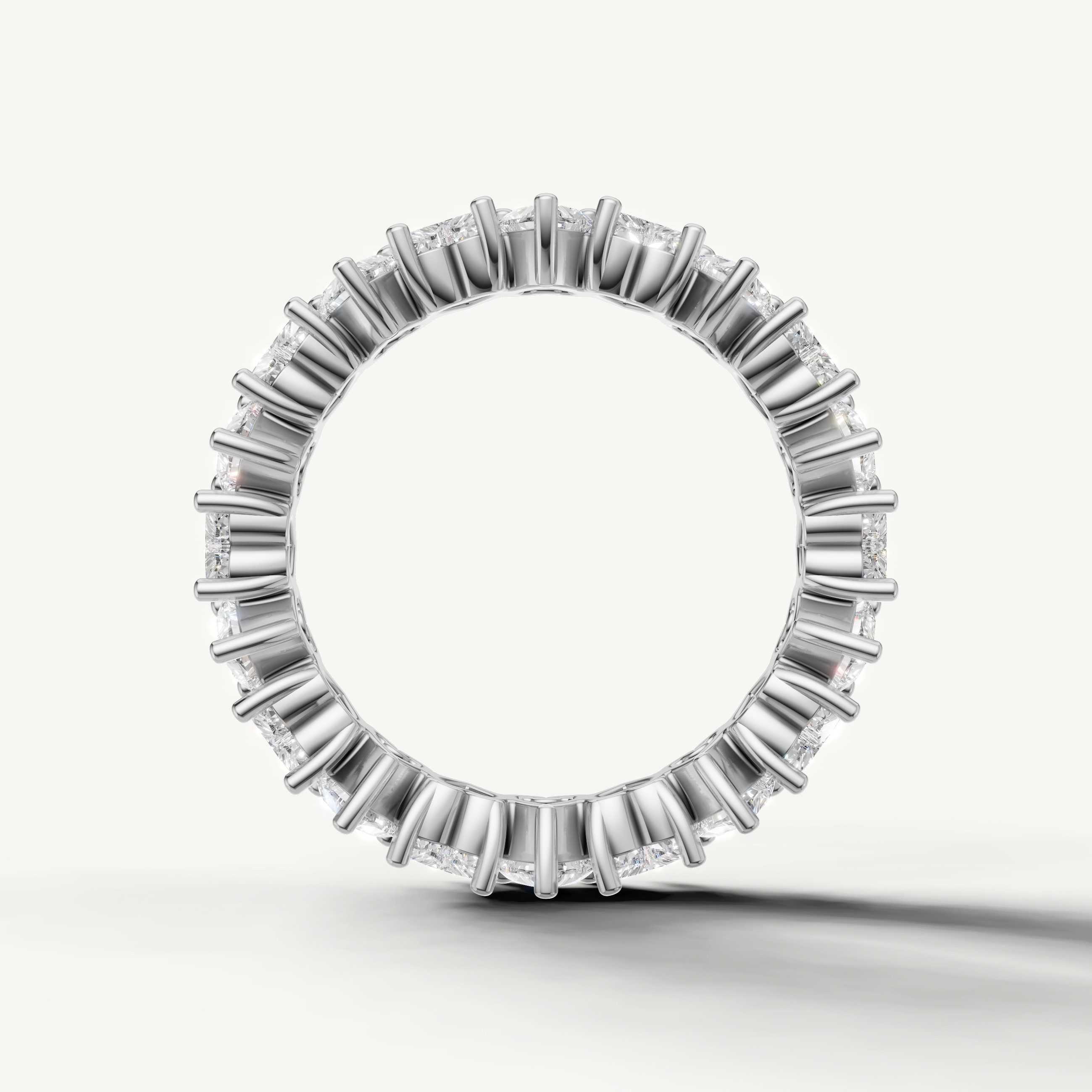 luxury heart cut lab grown diamond eternity ring with elegant prong setting