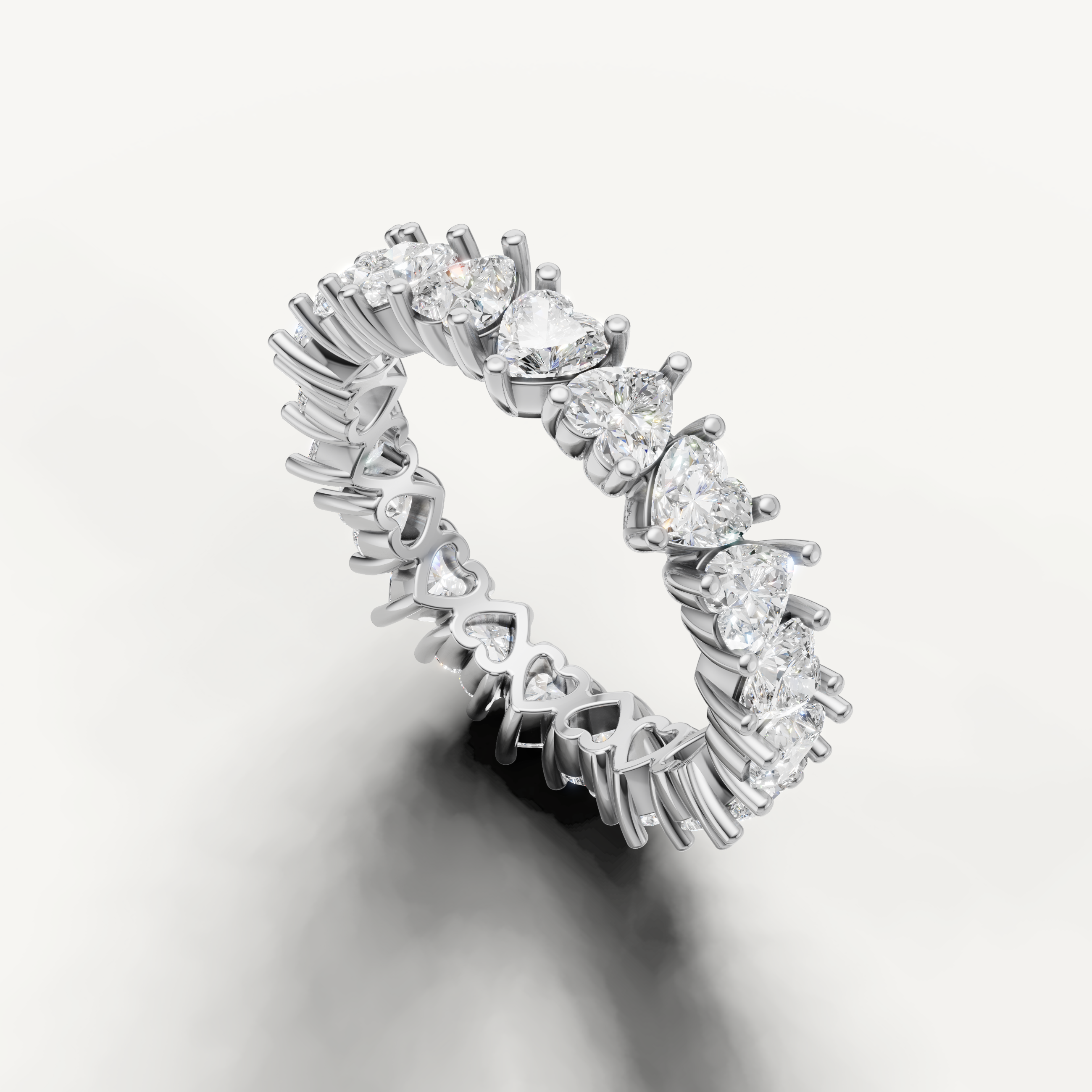 romantic heart diamond wedding band with full eternity sparkle and open heart gallery