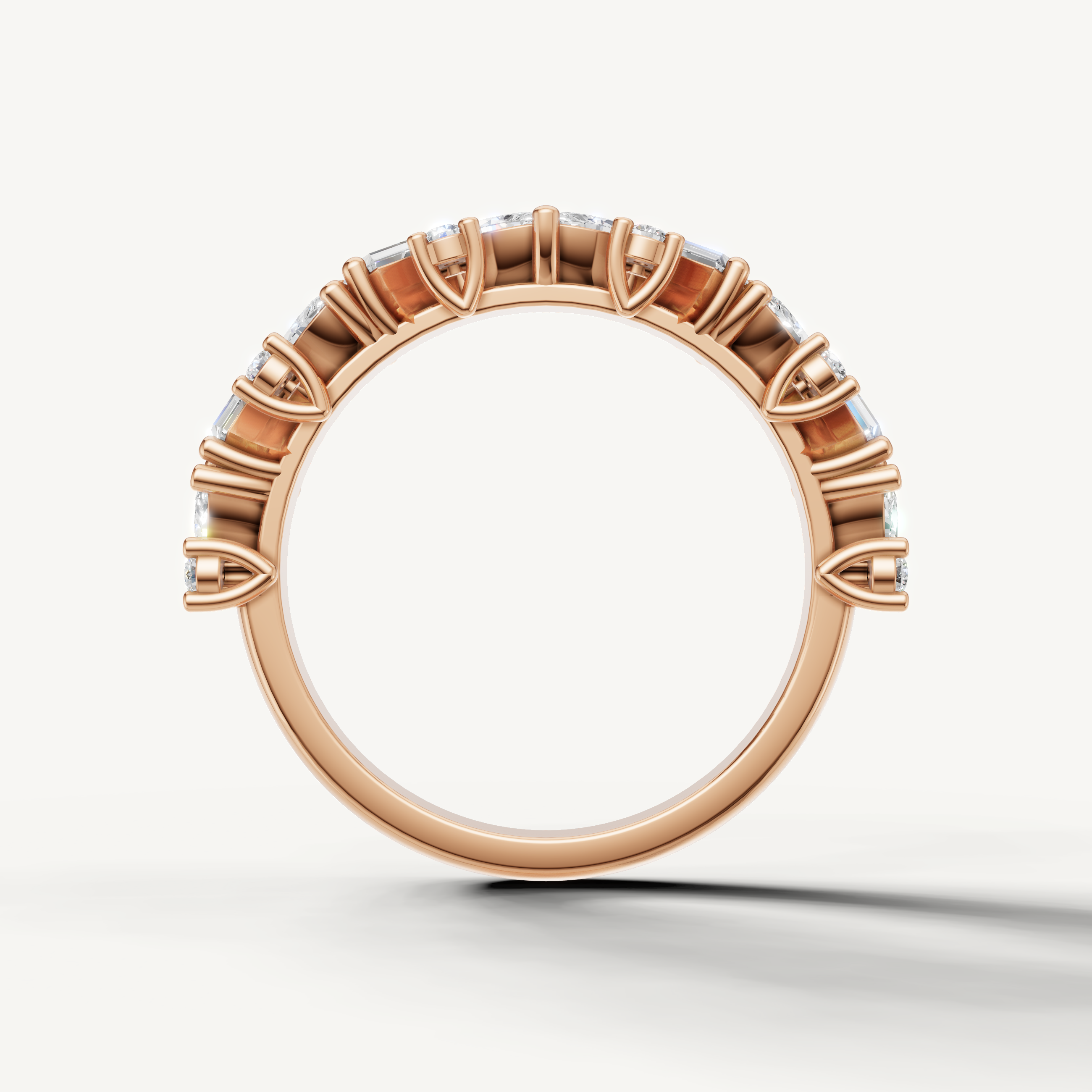 Raul Diamonds white gold wedding band with mixed shape lab grown diamonds and timeless style