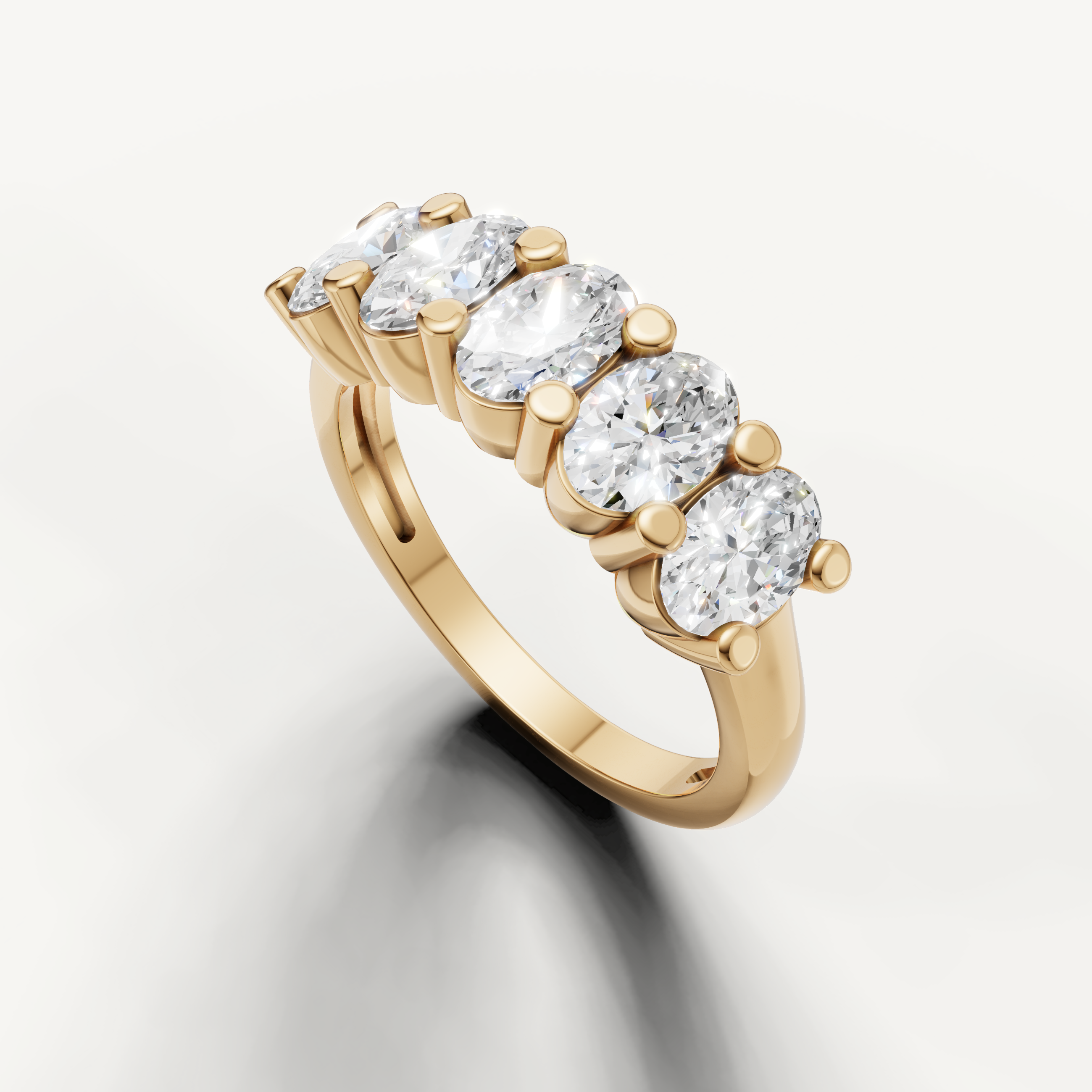 luxury oval cut lab grown diamond ring with timeless five stone silhouette