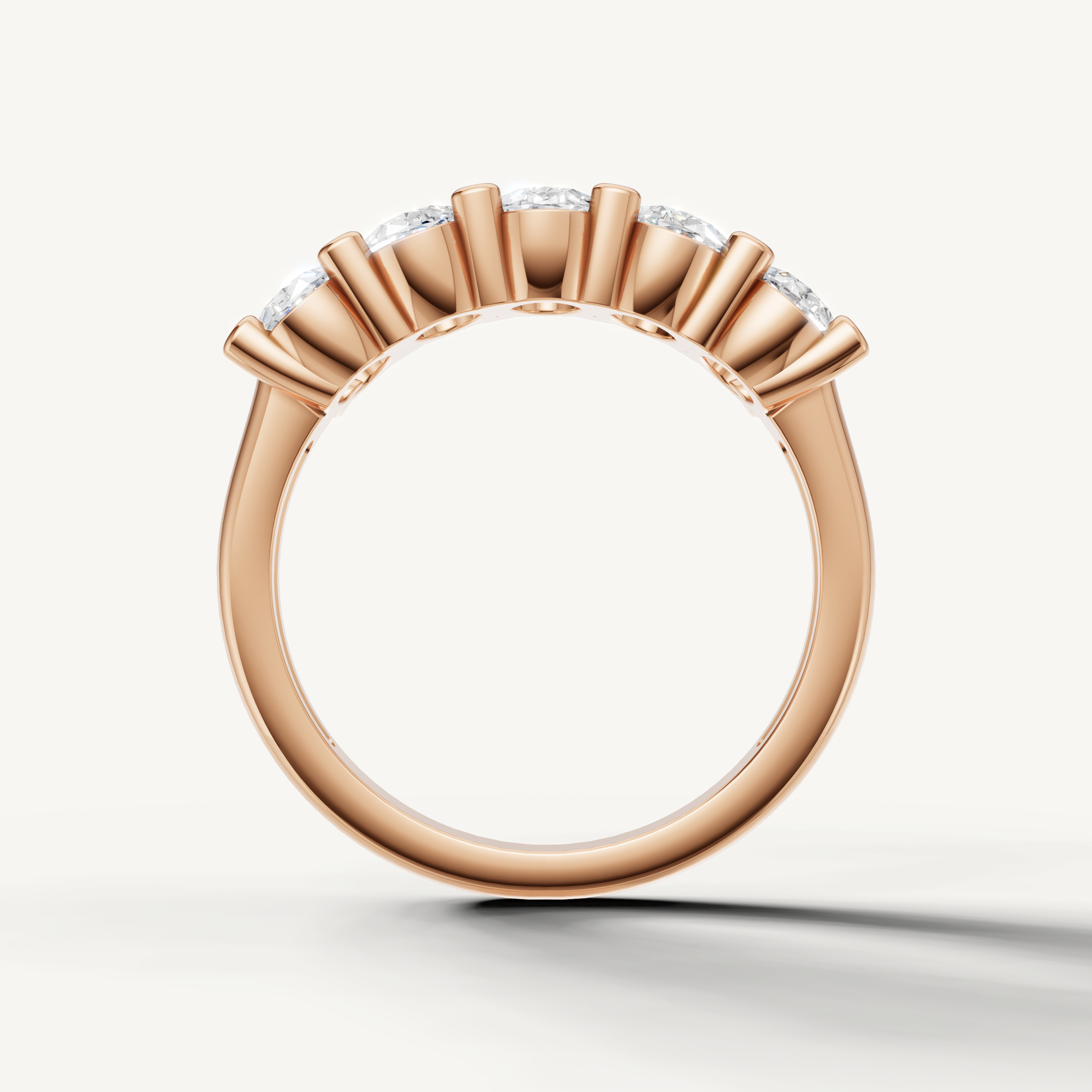 IGI certified oval lab grown diamond band in polished rose gold