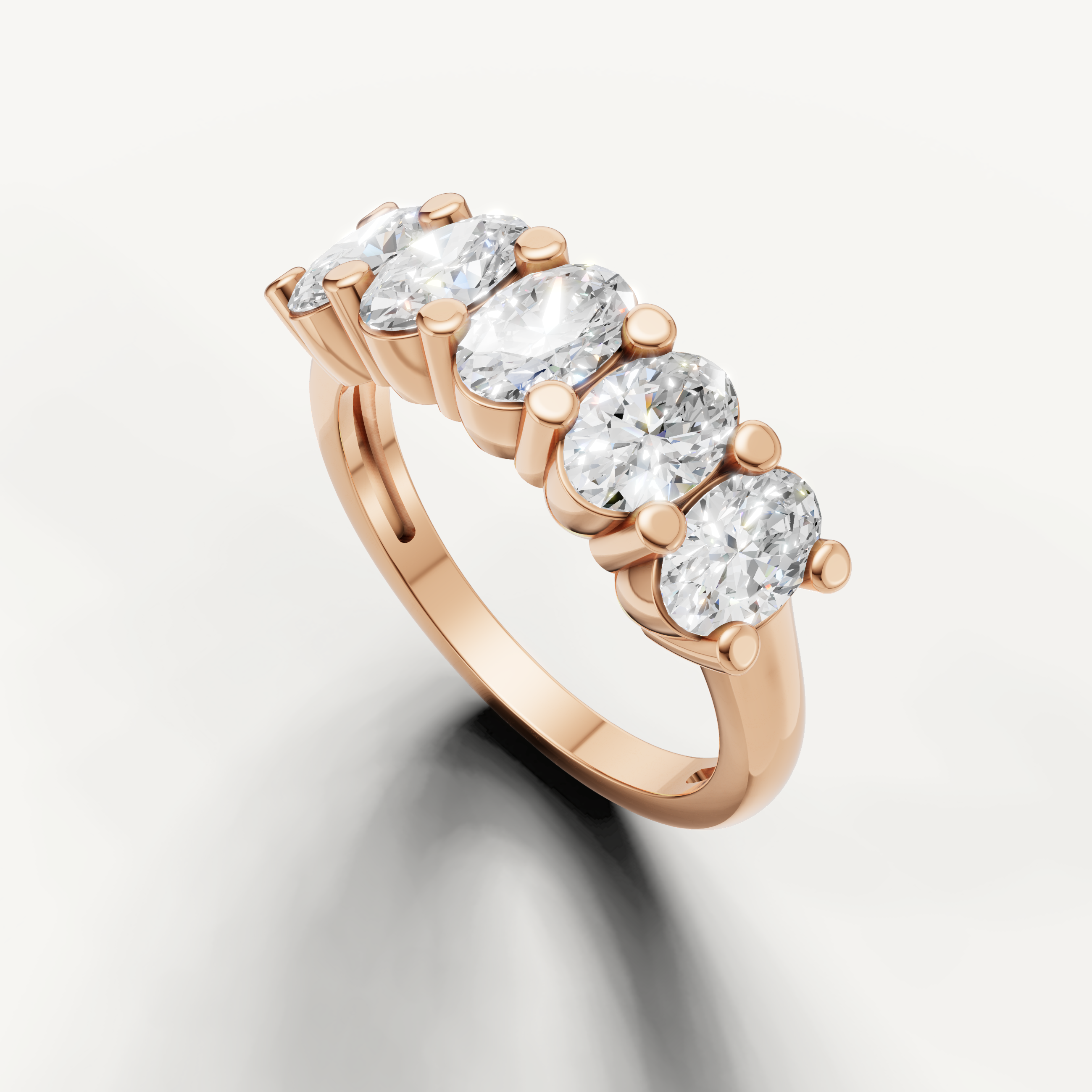 feminine oval cut lab grown diamond anniversary ring with elegant brilliance
