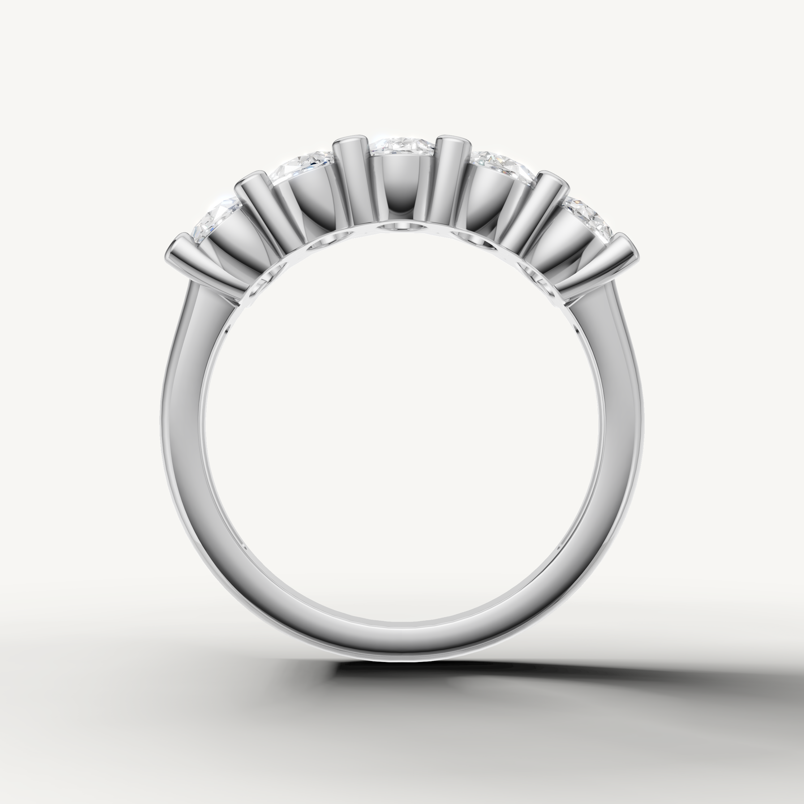 IGI certified oval lab grown diamond band in polished white gold