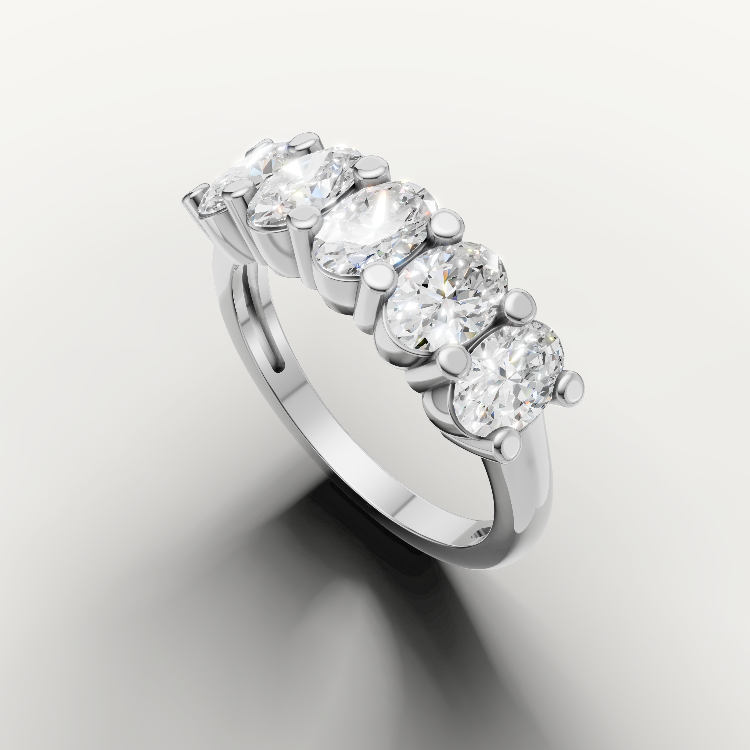 luxury oval cut lab grown diamond anniversary ring with elegant five stone design