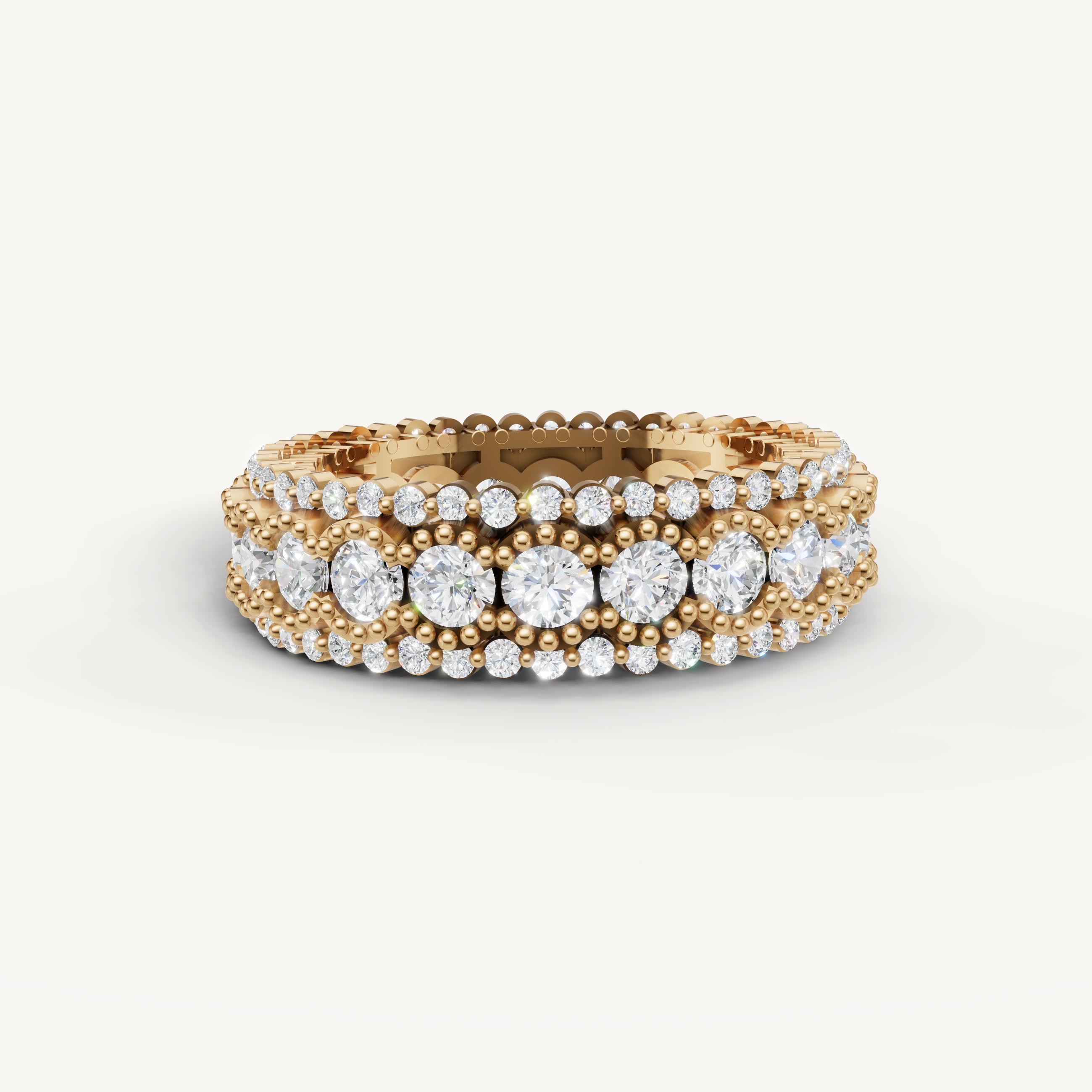 round lab grown diamond eternity band in 14k yellow gold