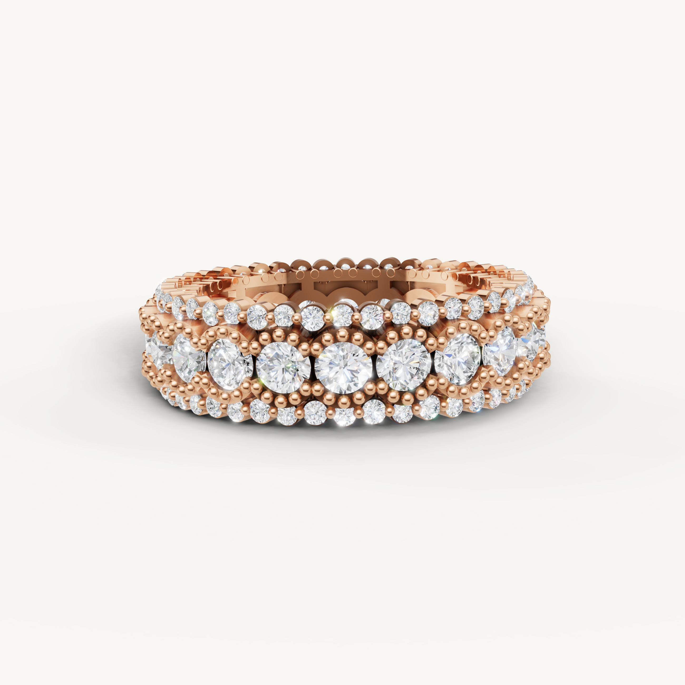 round brilliant lab grown diamond eternity band in 14k rose gold