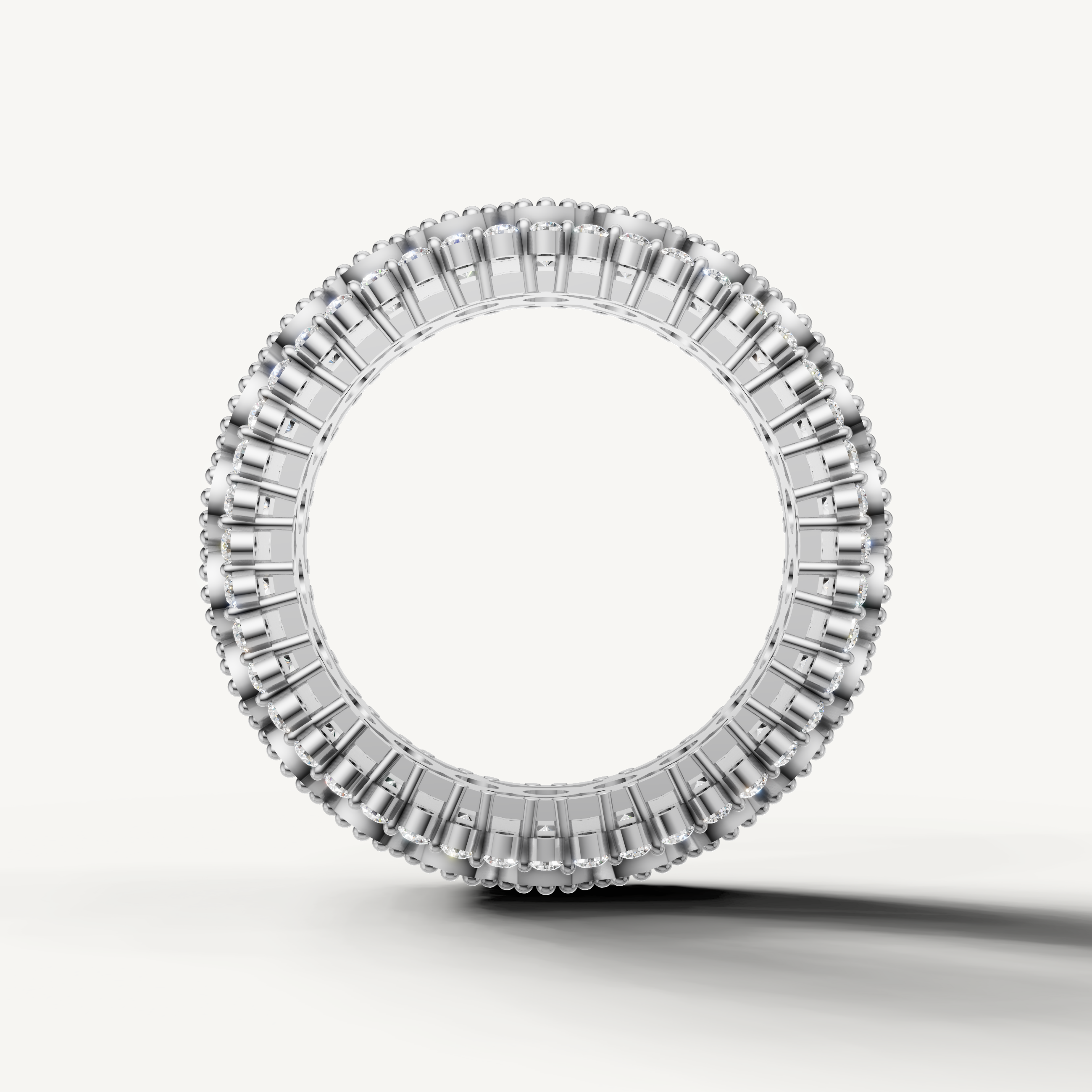 IGI certified lab grown diamond eternity band with scalloped halo design