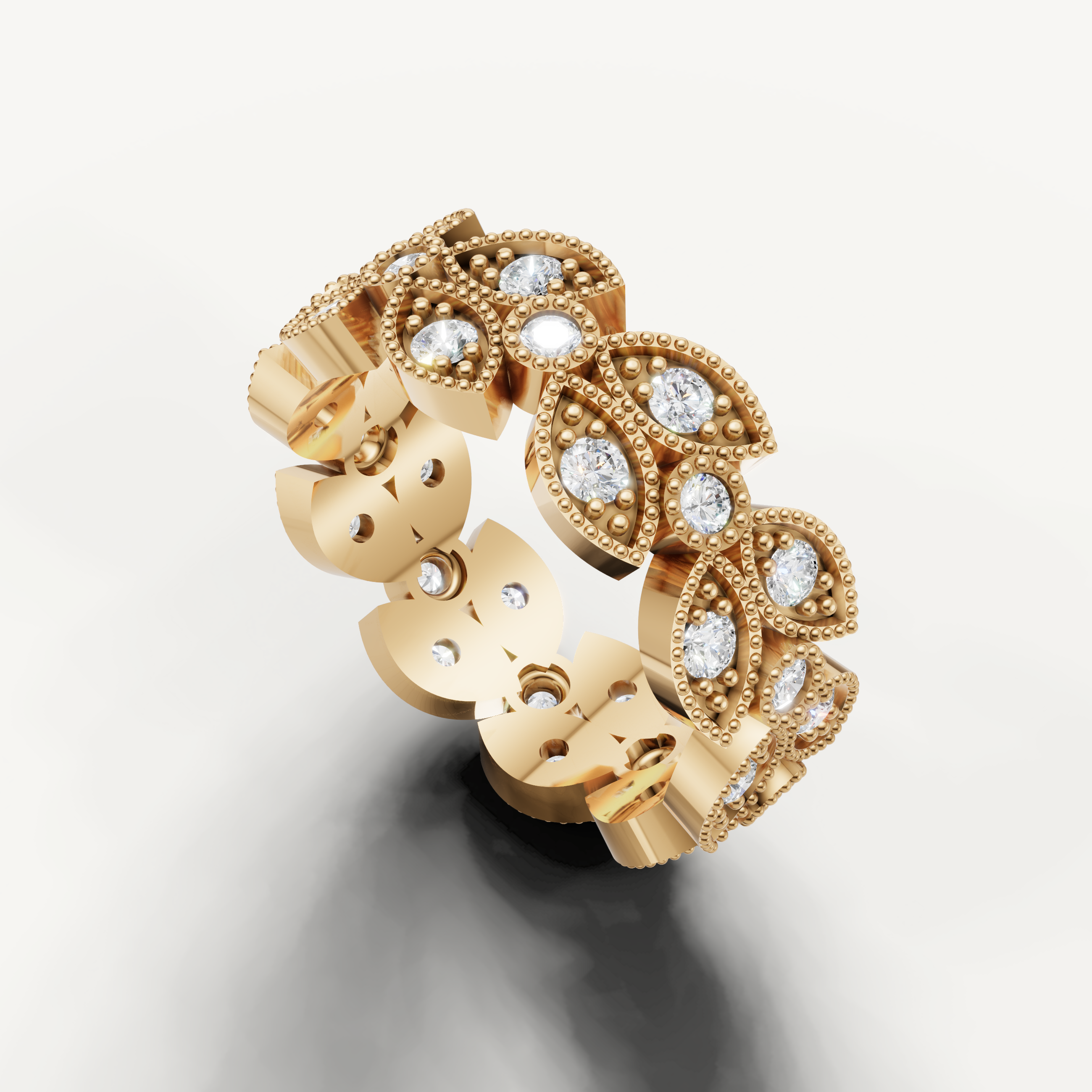 luxurious eternity anniversary band with milgrain diamond clusters
