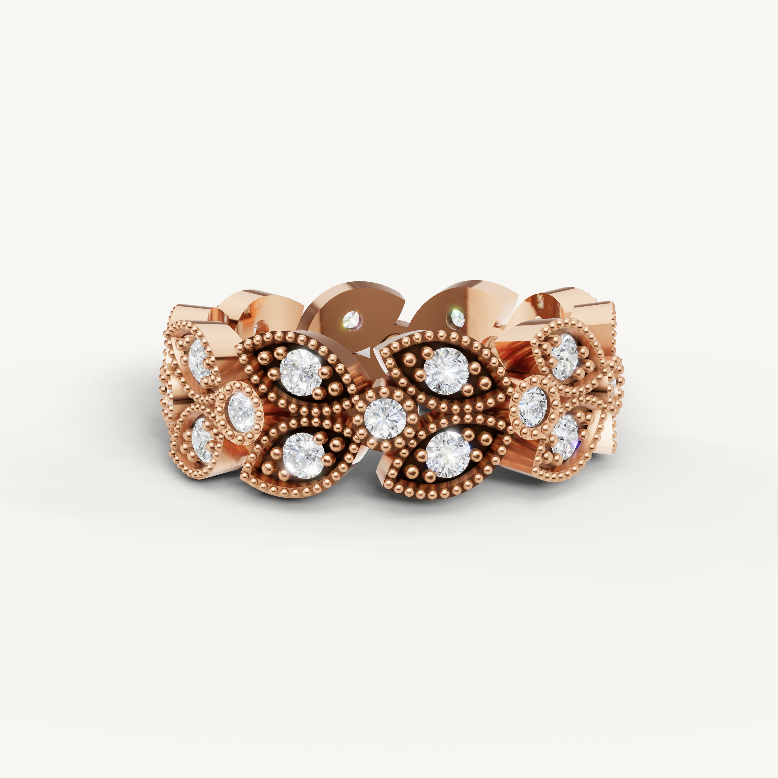 round lab grown diamond eternity band in 14k rose gold