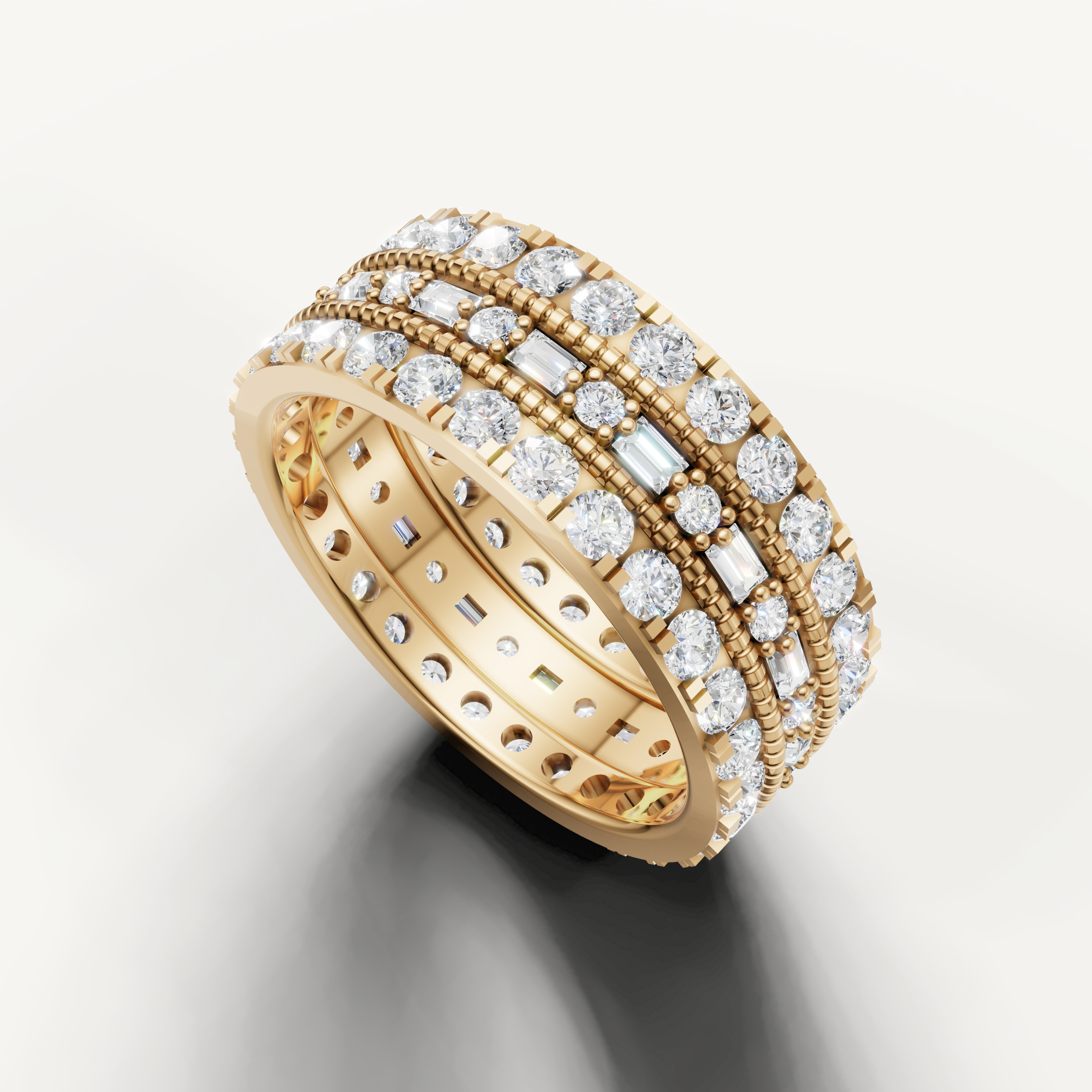 luxurious eternity anniversary band with milgrain pavé borders