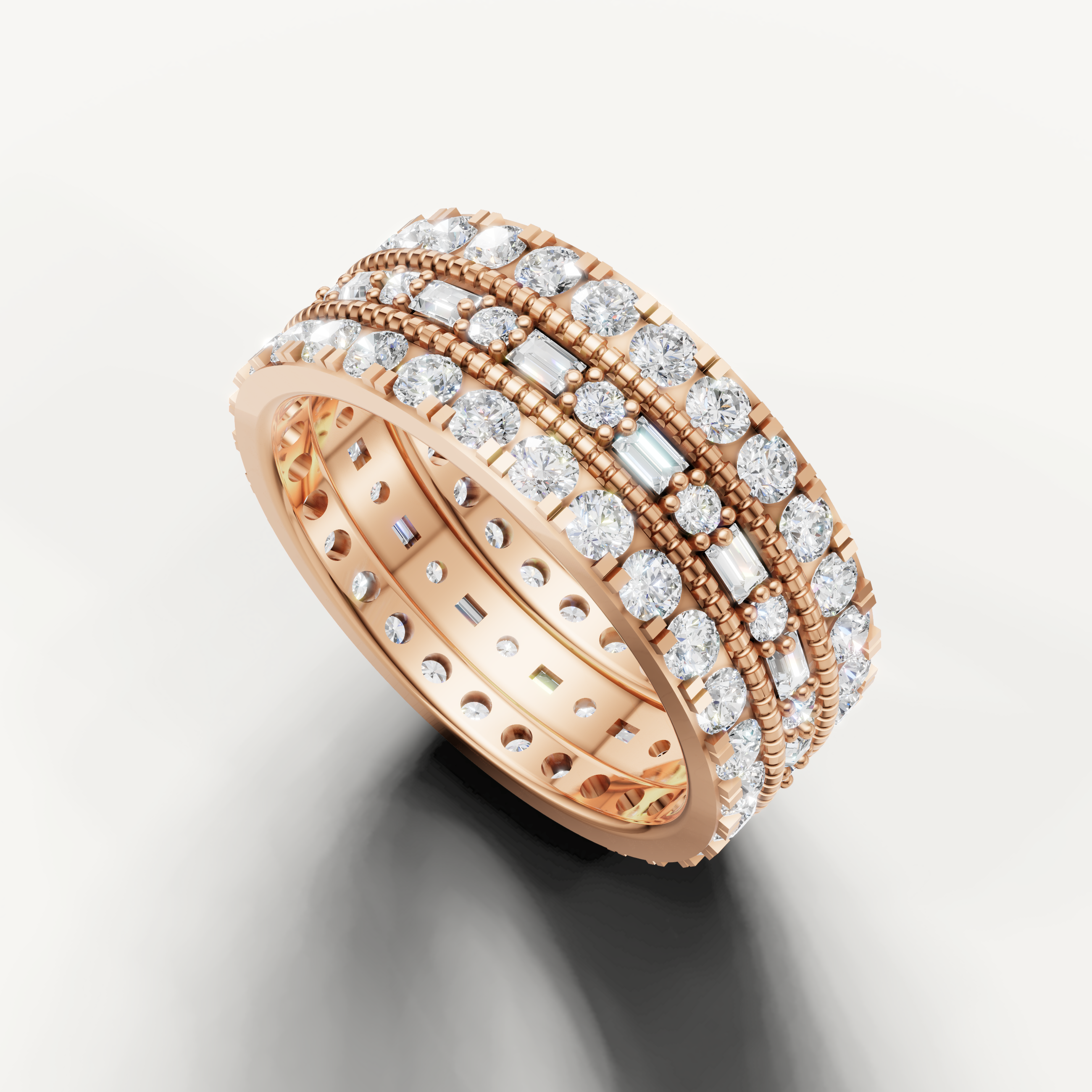 IGI certified luxury eternity band with baguette and round lab diamonds
