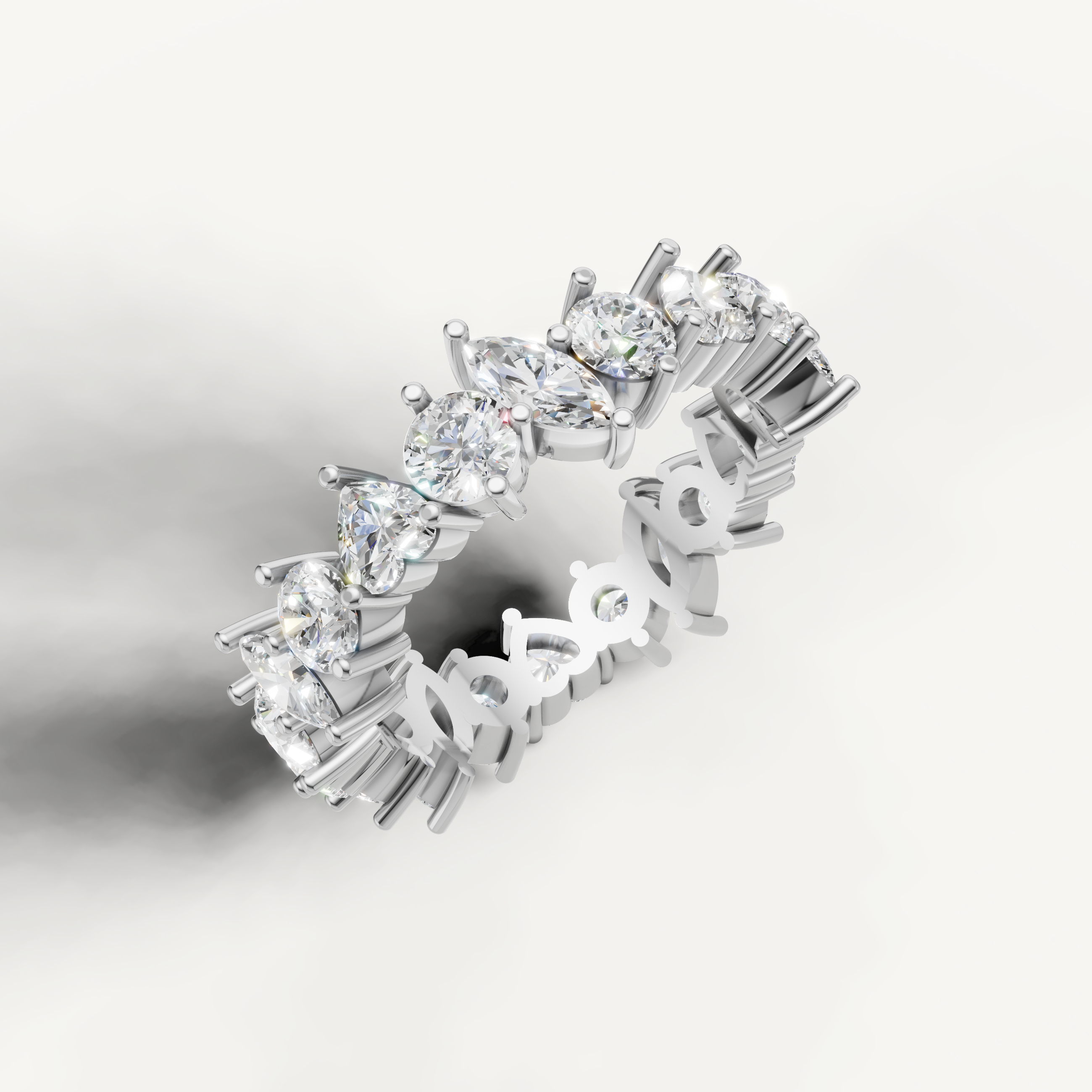 alternating marquise cut diamond wedding band with modern symmetry