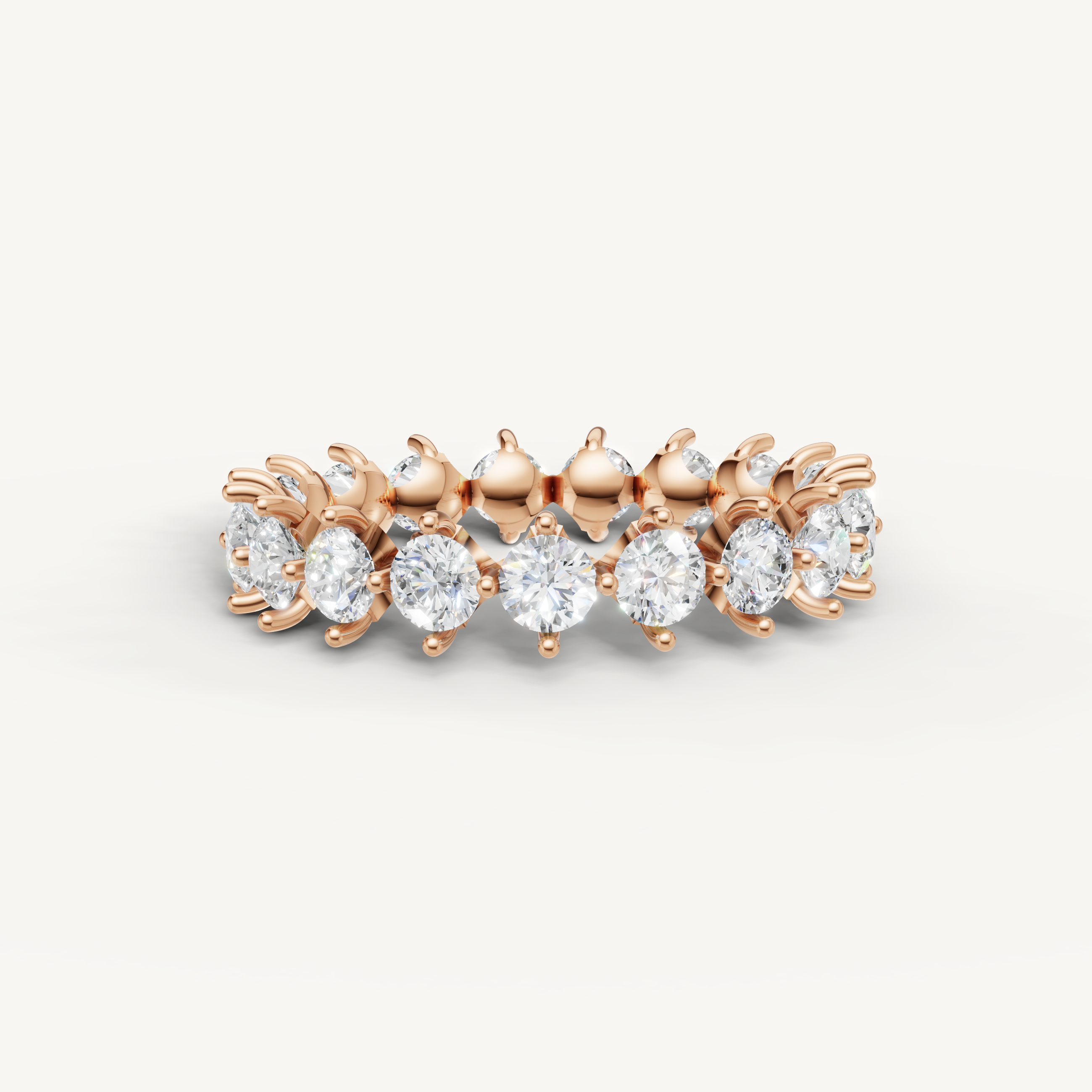 classic round lab grown diamond eternity band in 14k rose gold