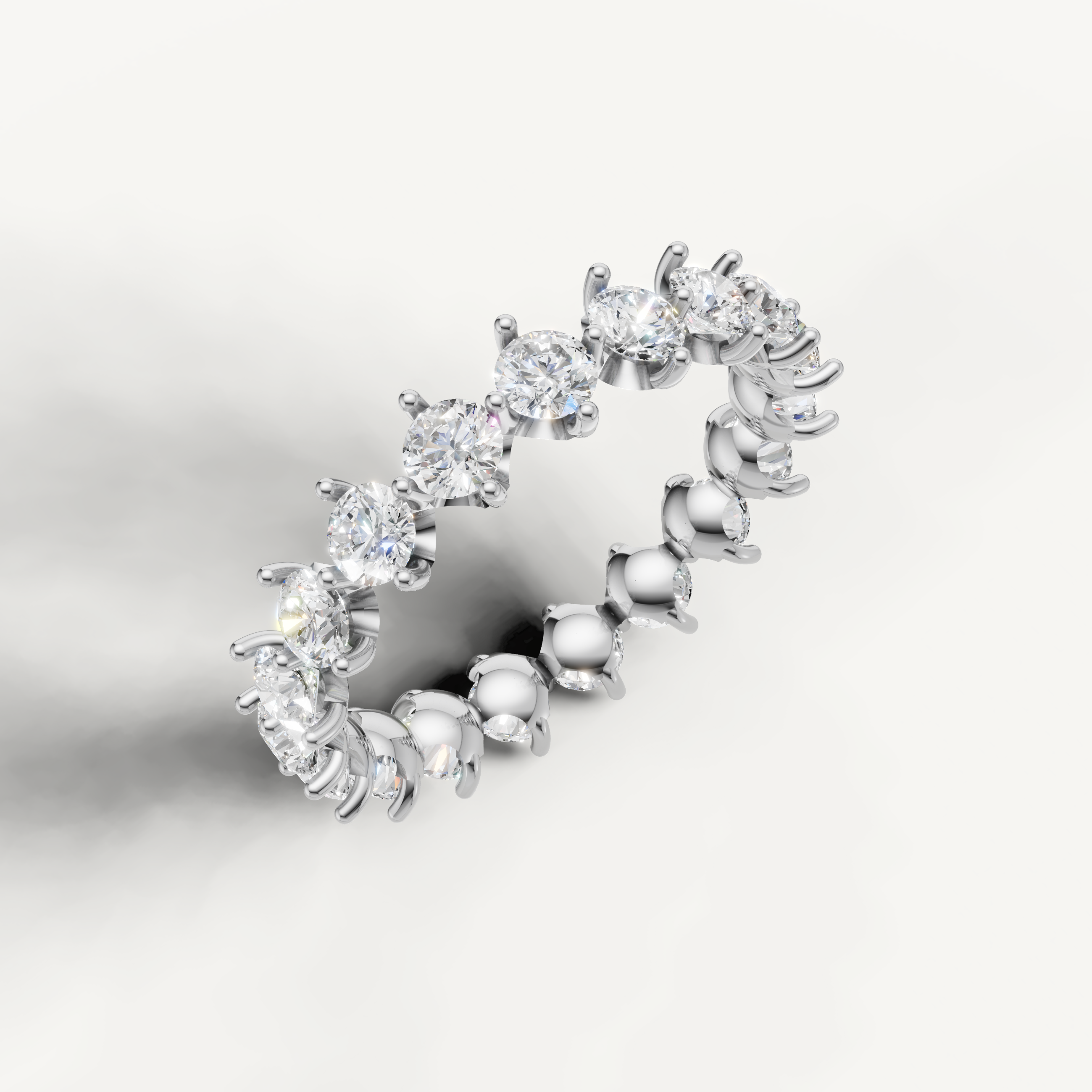 shared prong diamond wedding band with timeless brilliance