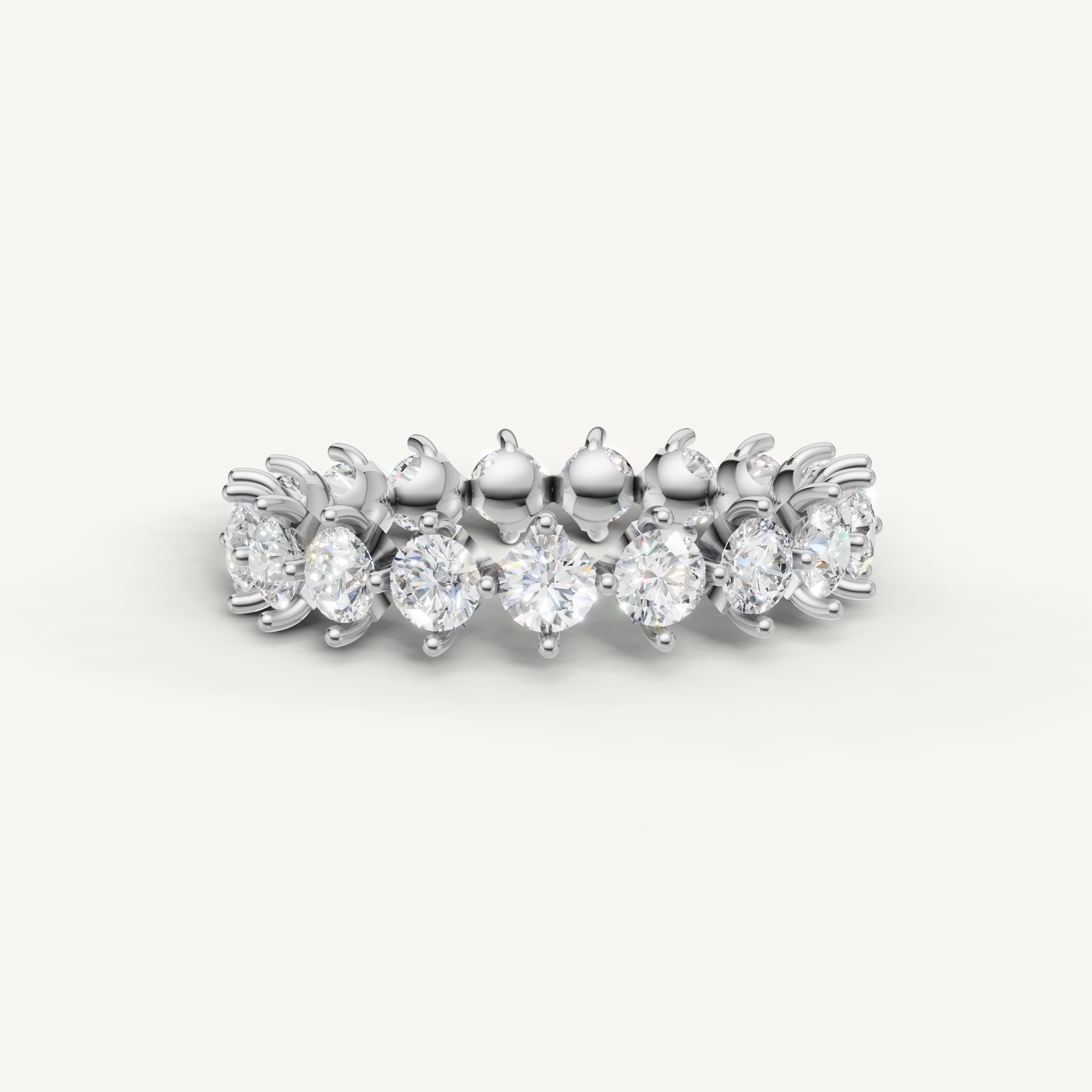 classic round lab grown diamond eternity band in 14k white gold
