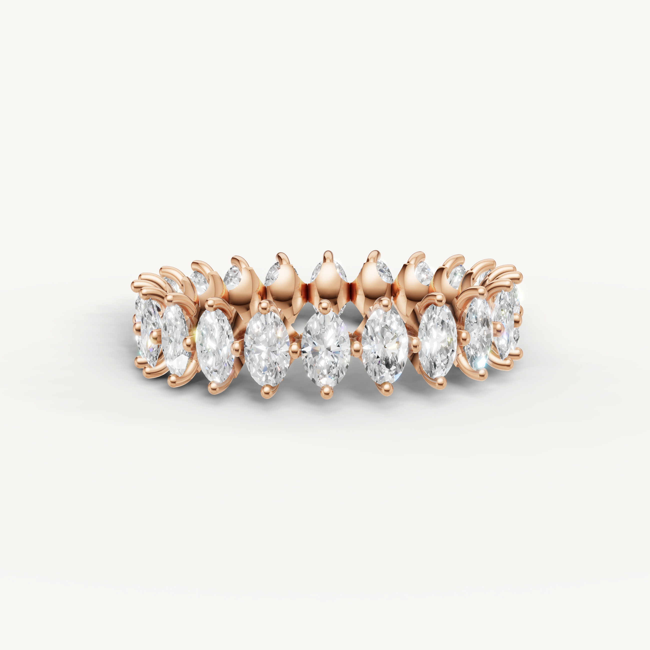oval lab grown diamond eternity band in 14k rose gold
