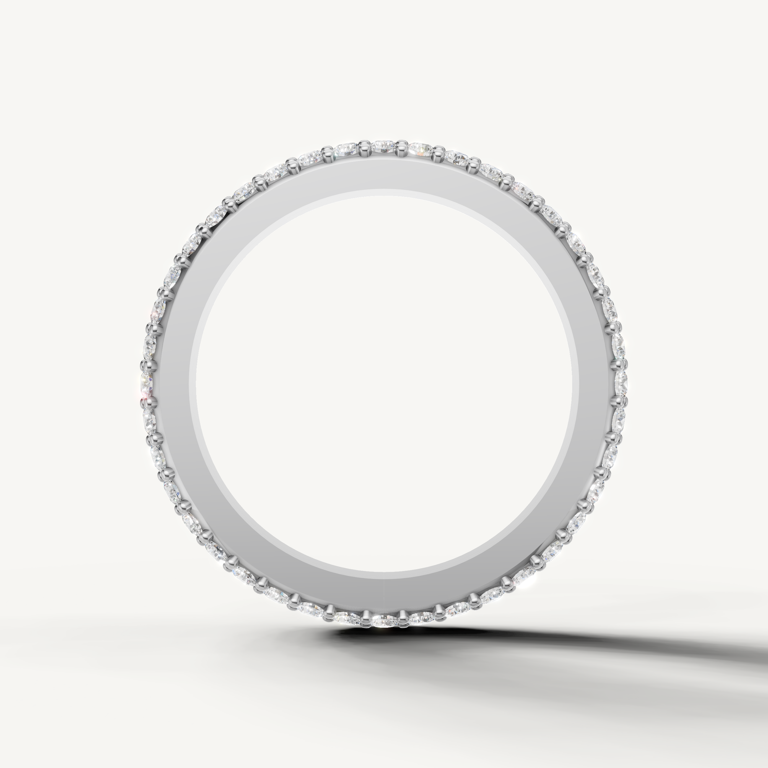 Designer white gold wedding band with double row round cut diamonds for women