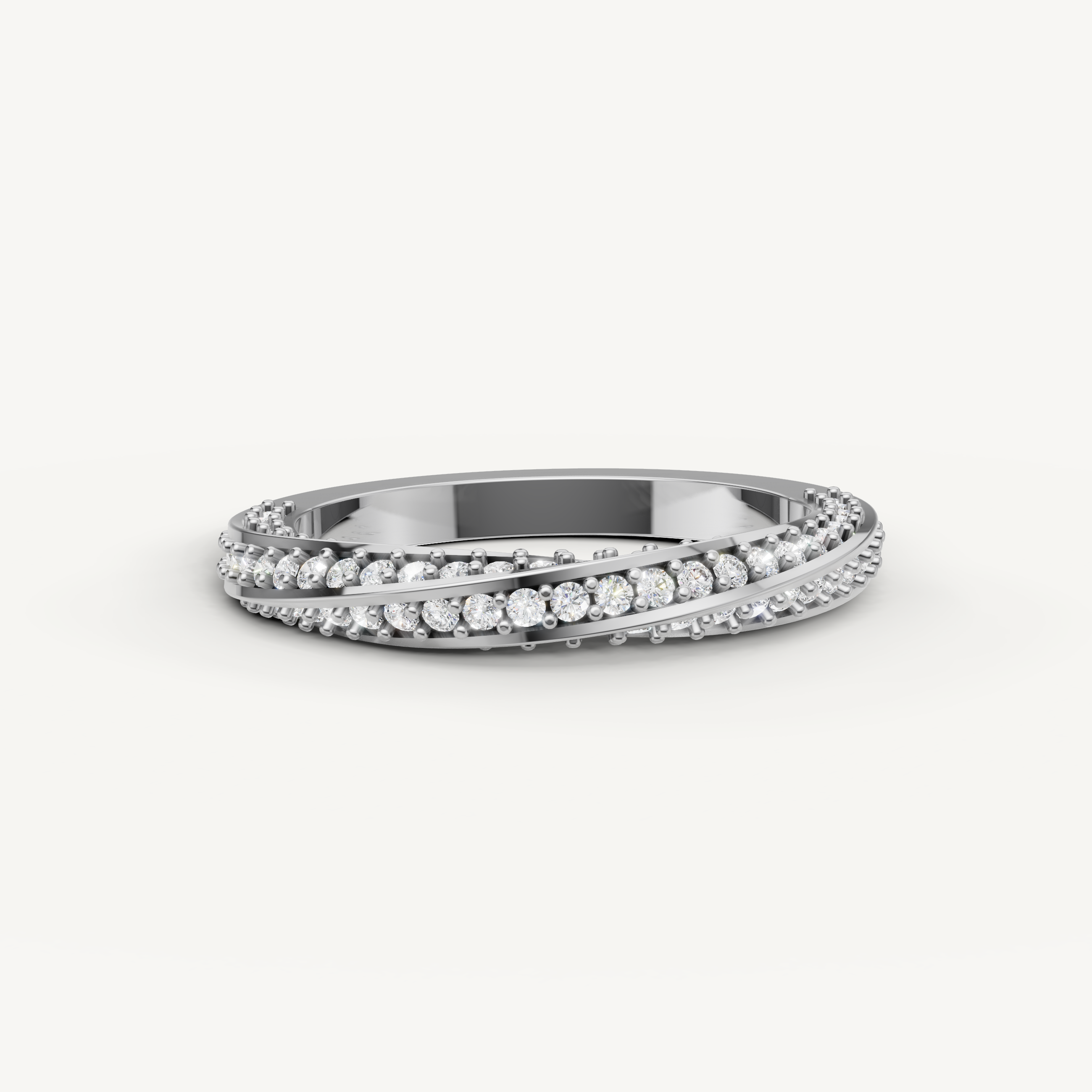 crossover pavé lab grown diamond ring in 14k white gold