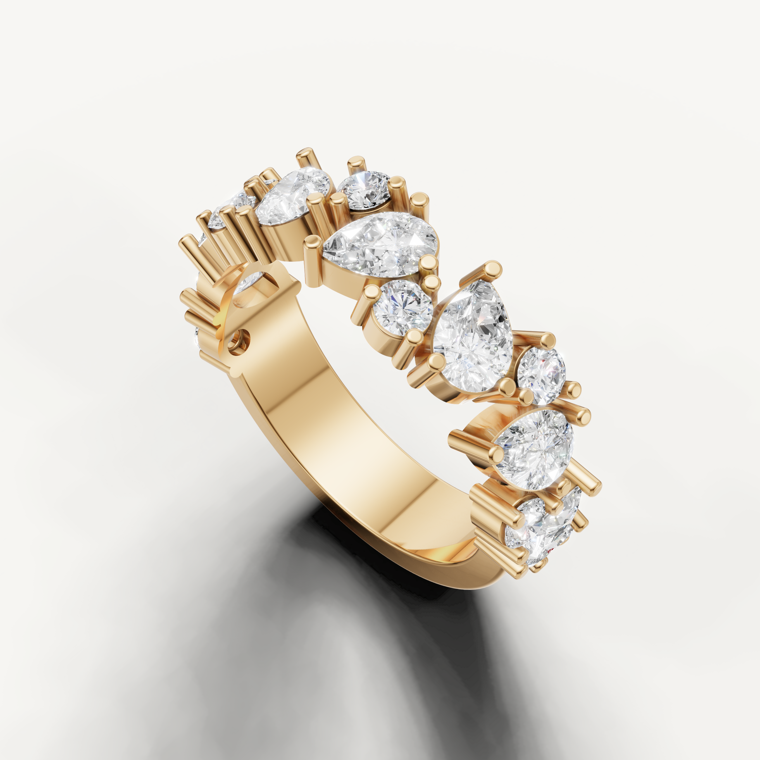 luxury mixed shape eternity ring with brilliant lab grown diamonds