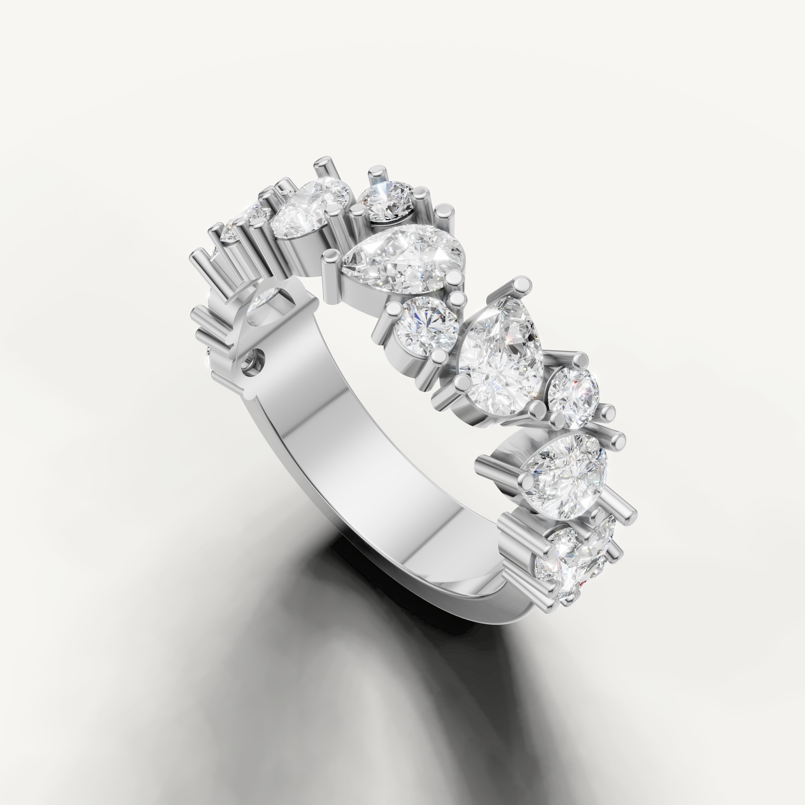 elegant pear cut and round diamond wedding band for women