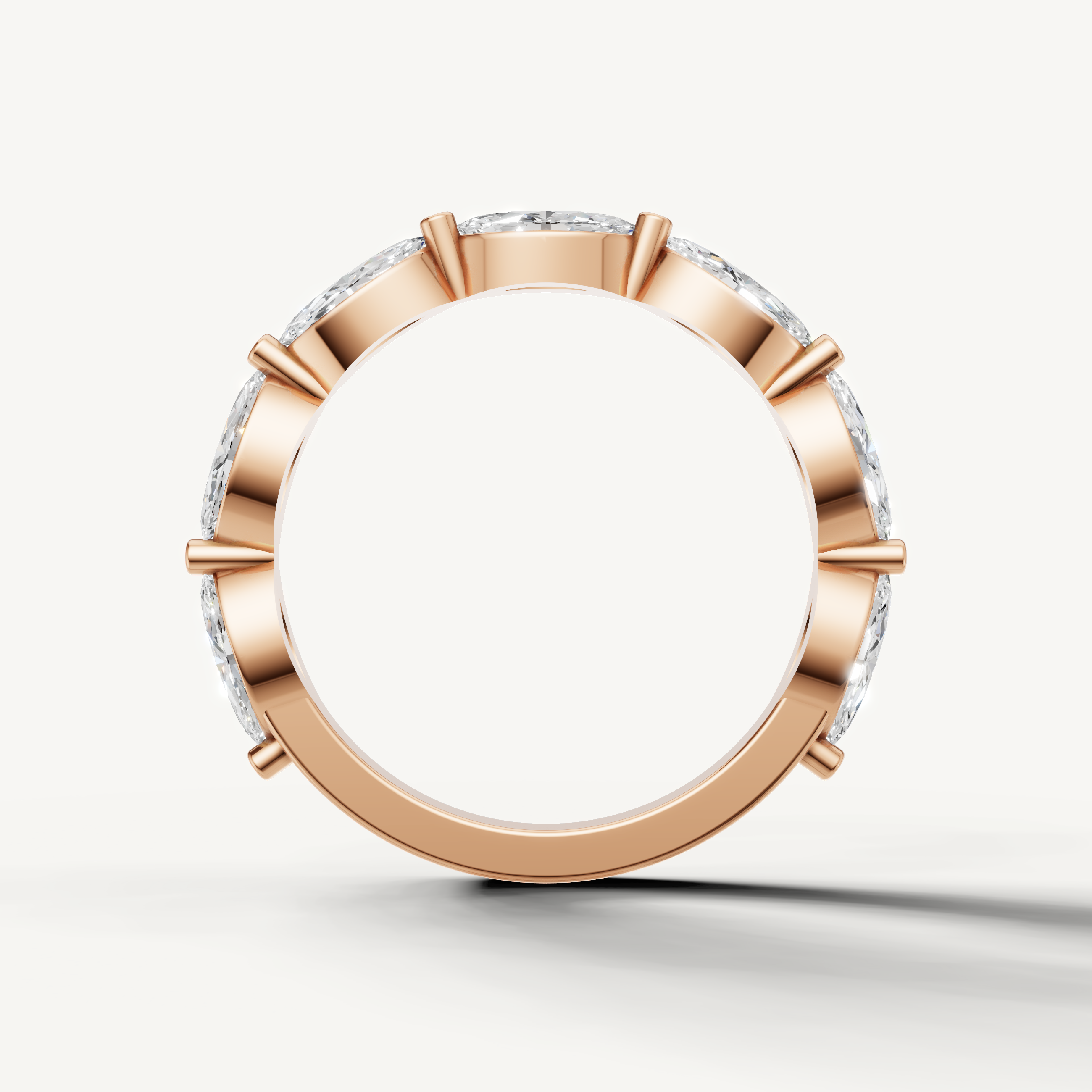 IGI certified marquise diamond eternity band in rose gold