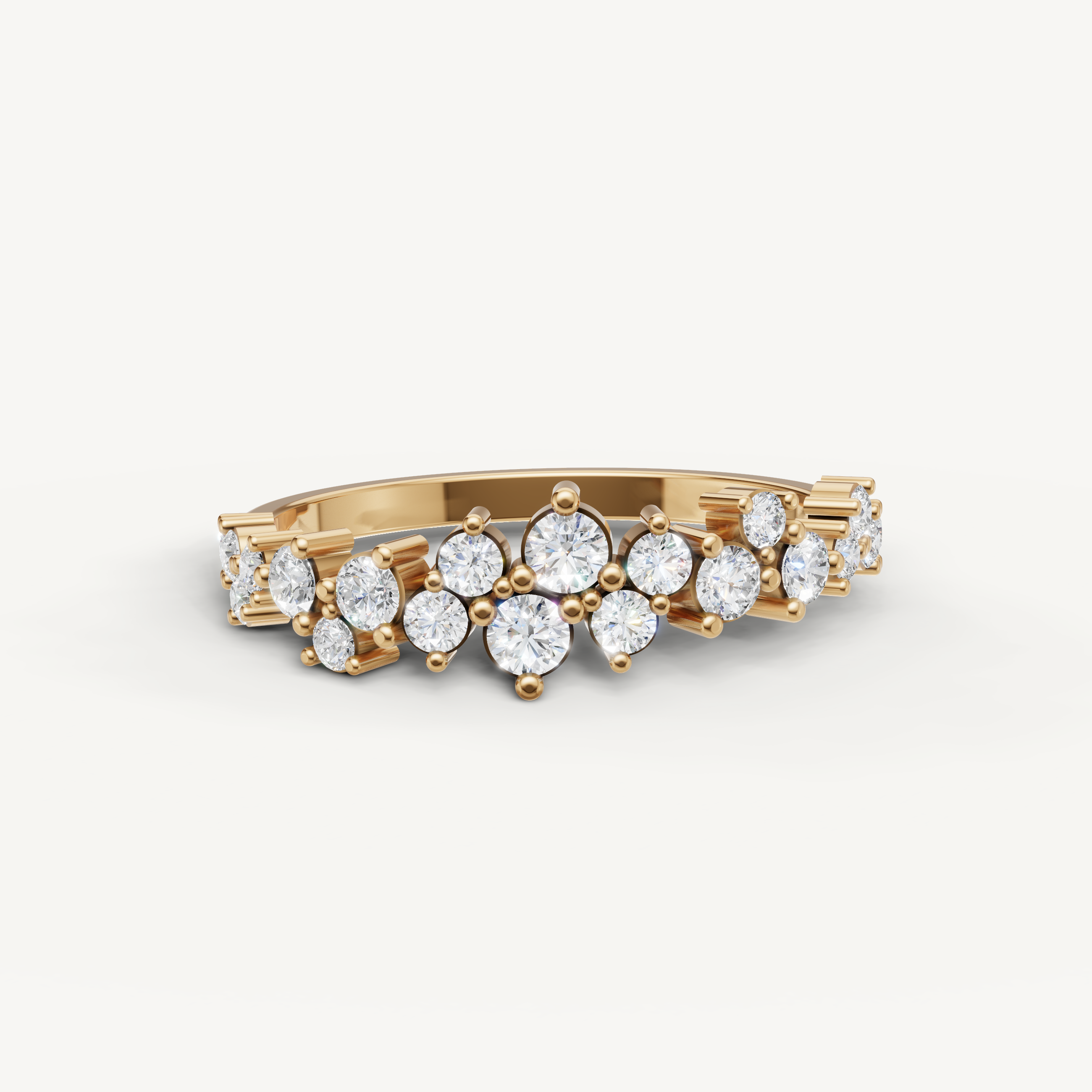 Raul Diamonds yellow gold wedding band with round brilliant lab grown diamonds and vintage inspired detailing