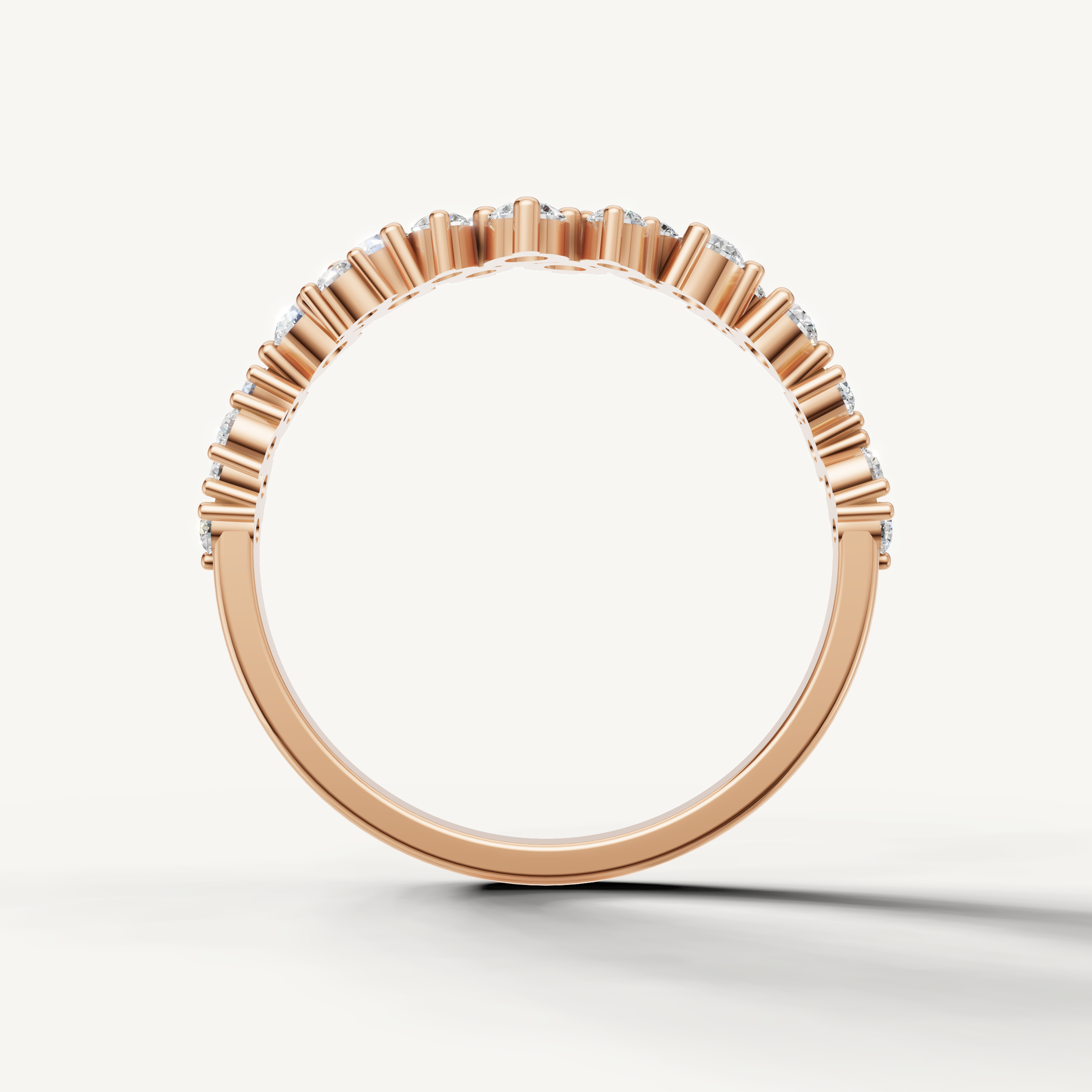 Luxury rose gold wedding band by Raul Diamonds with sparkling clustered diamond setting