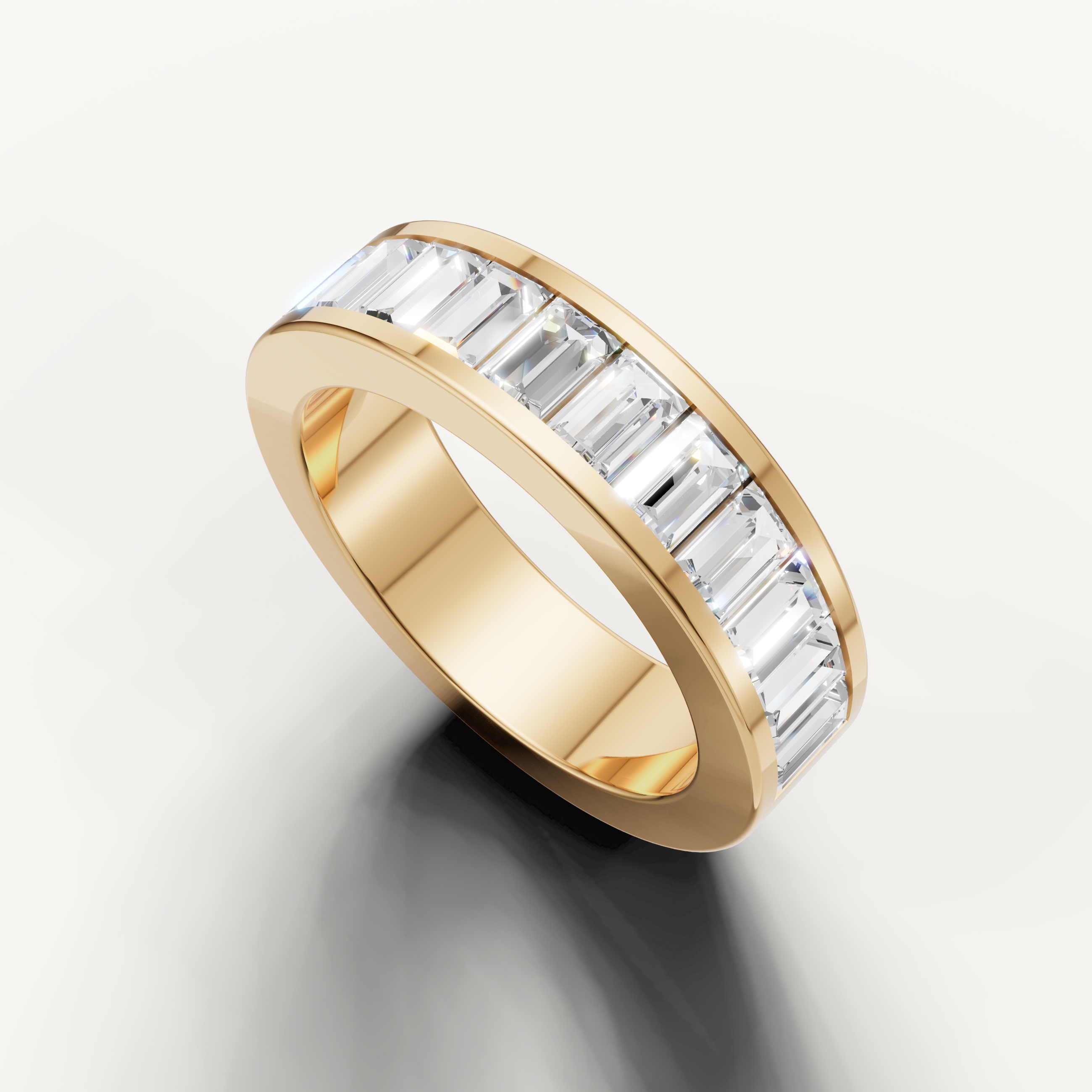 luxury channel set baguette diamond wedding ring