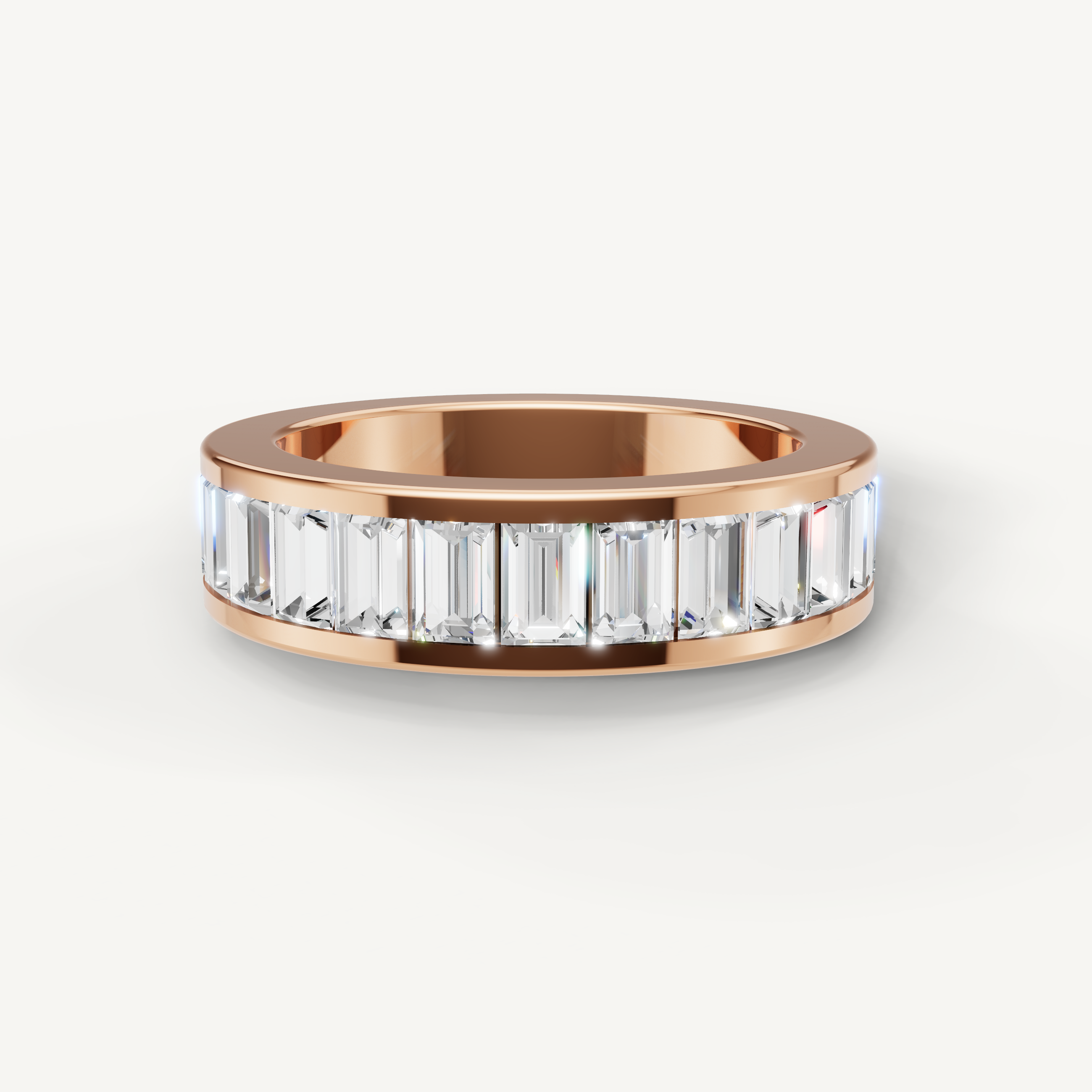 baguette lab grown diamond eternity ring in 14k rose gold