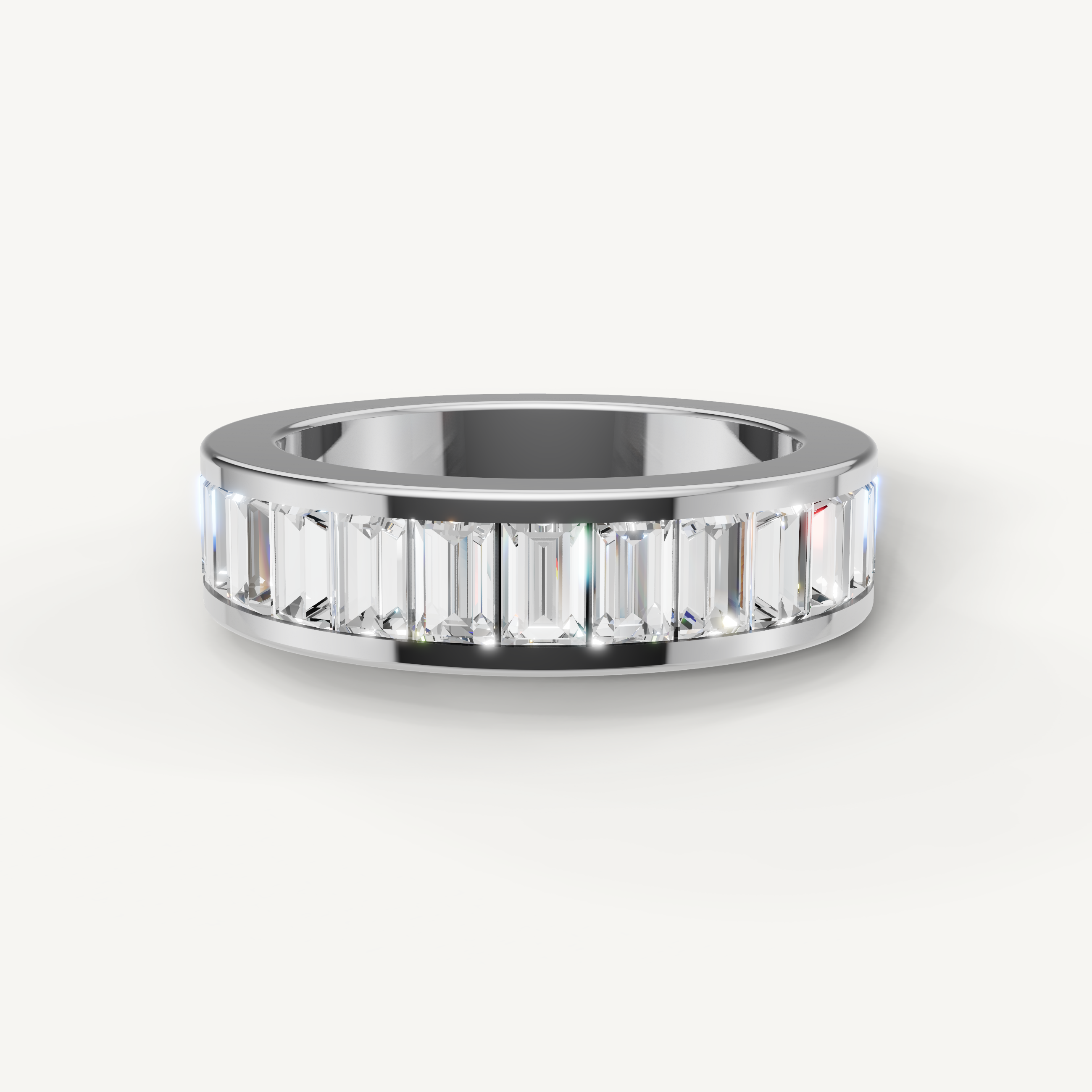 baguette lab grown diamond eternity ring in 14k yellow gold