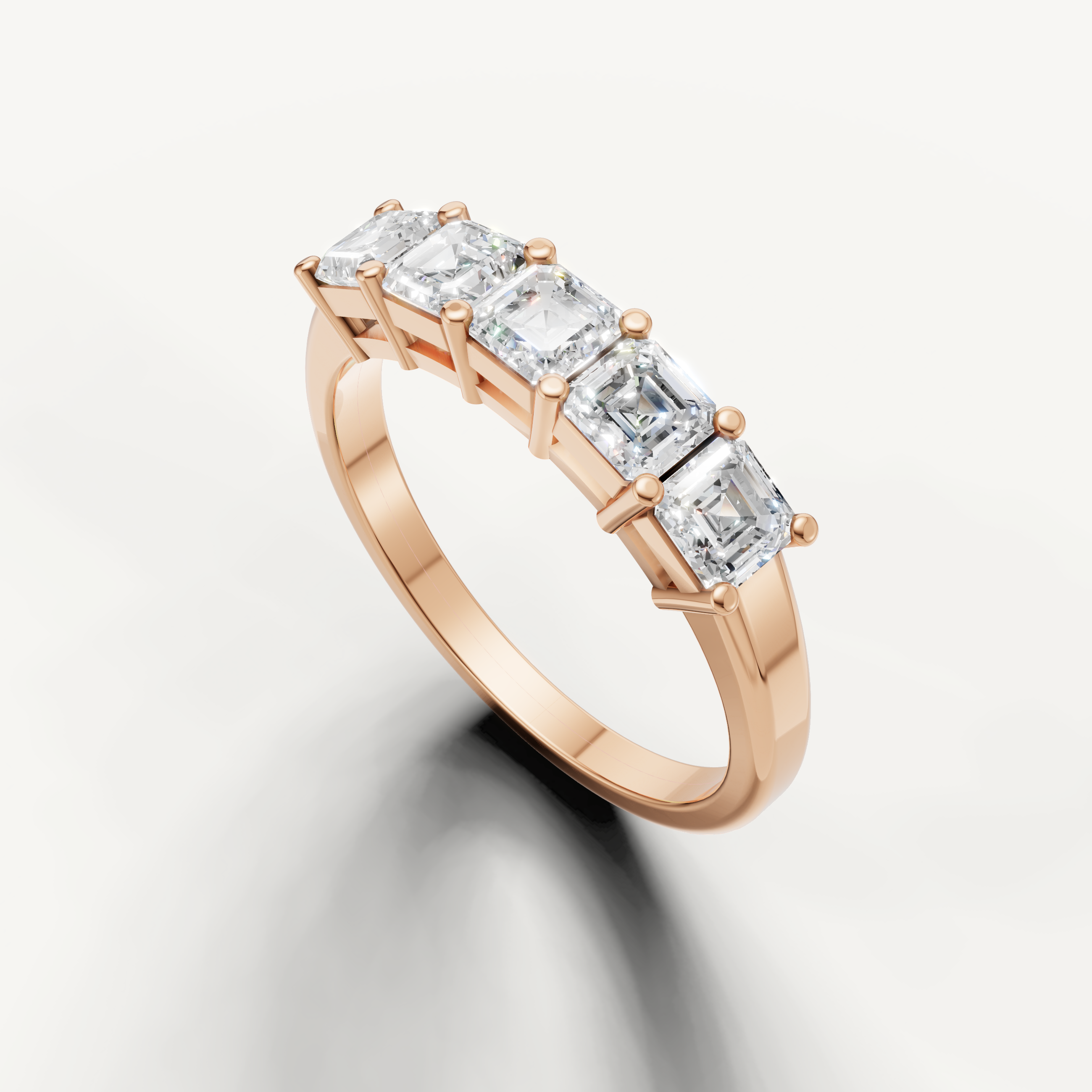 Luxury rose gold Asscher cut diamond anniversary band by Raul Diamonds with contemporary sparkle