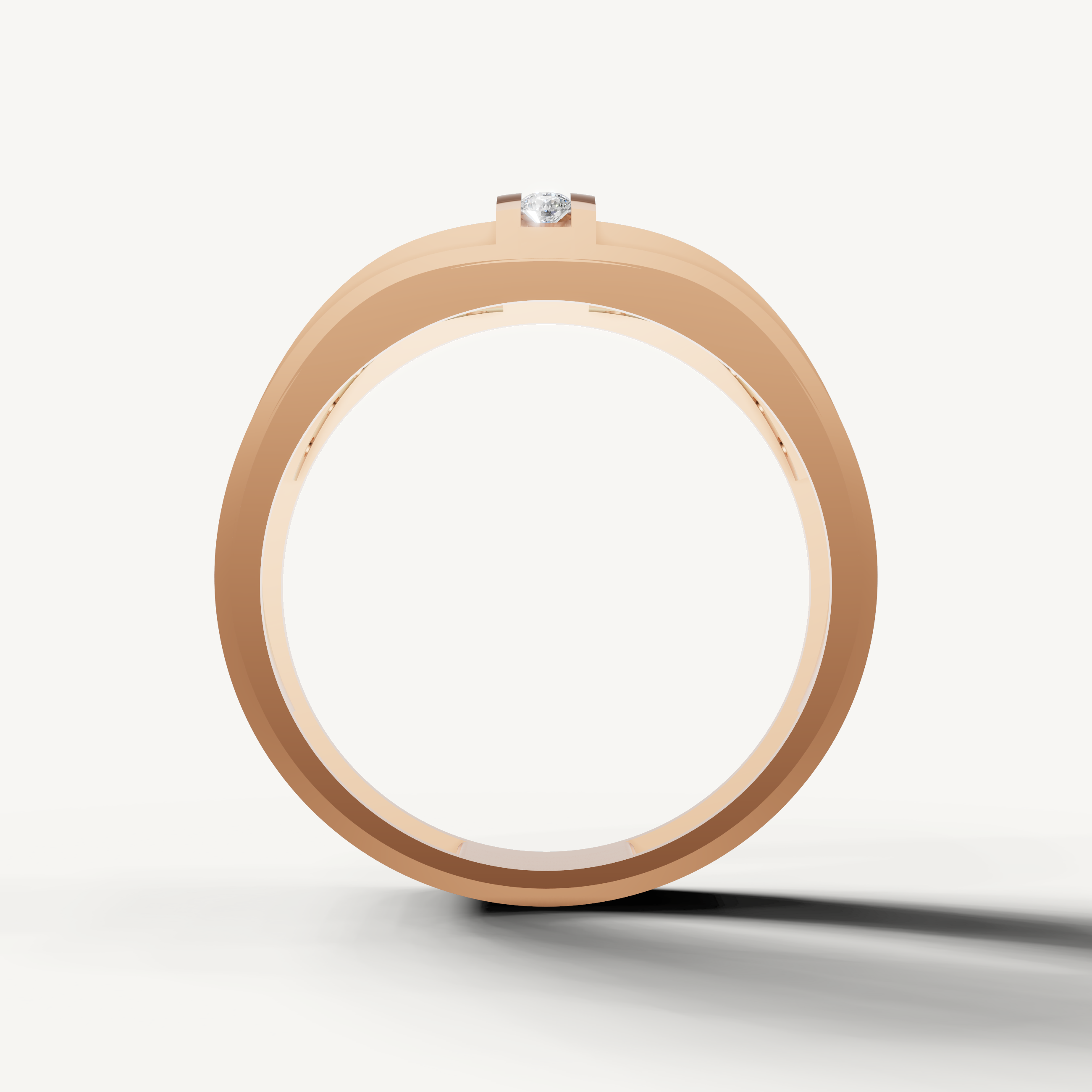 Wide rose gold diamond anniversary band with contemporary luxury styling by Raul Diamonds