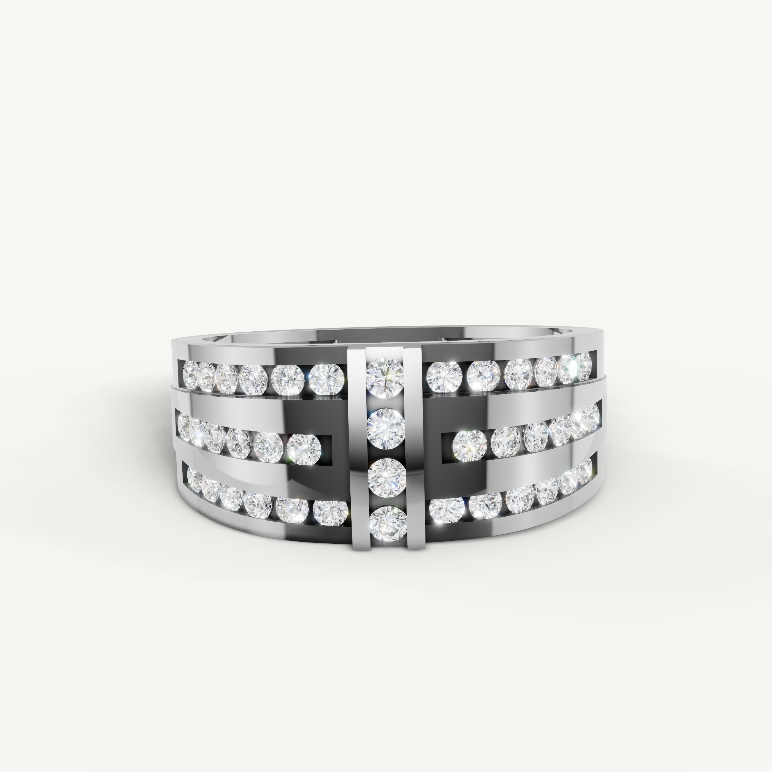 Raul Diamonds white gold multi row diamond wedding band with round brilliant diamonds