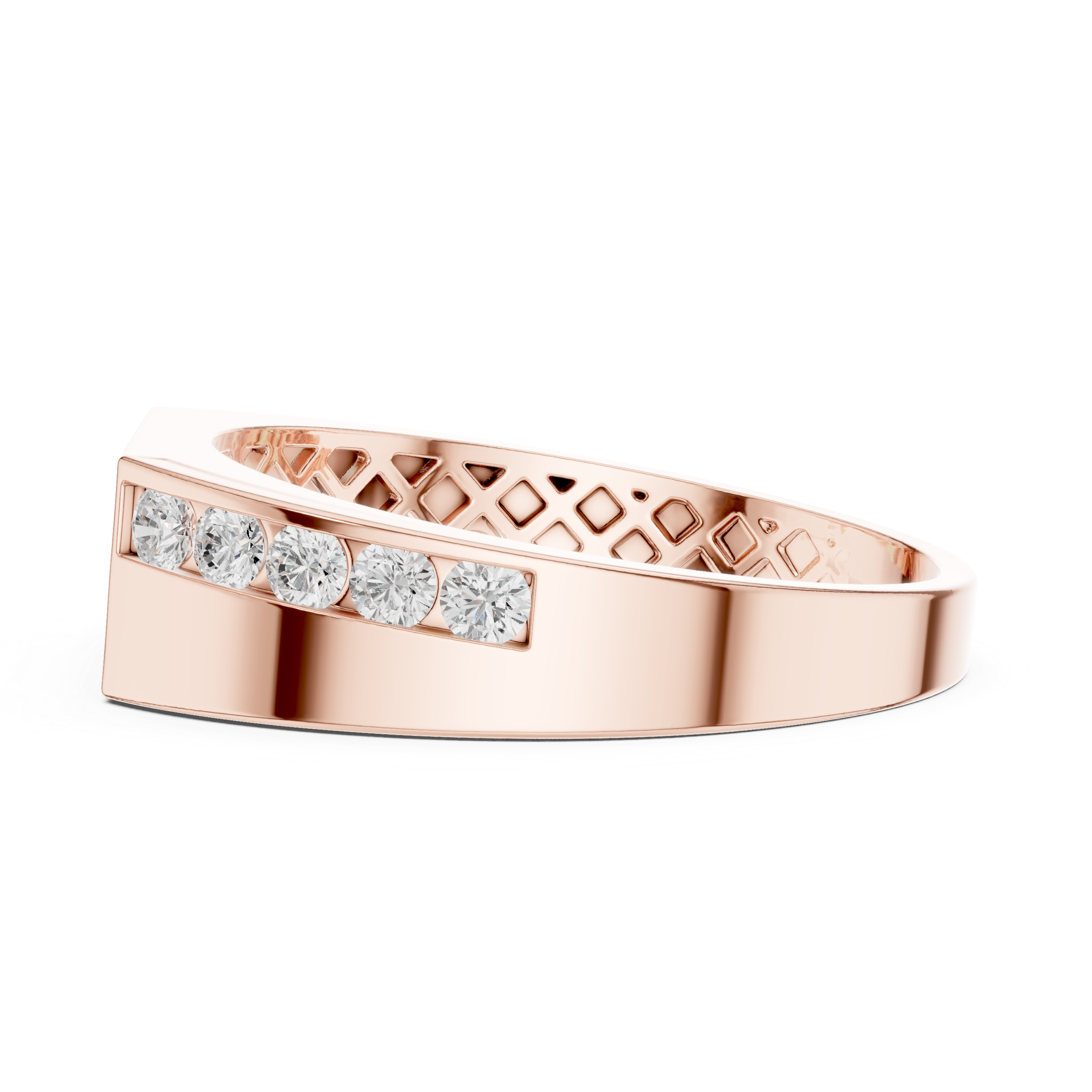 Men's Lab-Grown Diamond Channel Band in 14K Gold