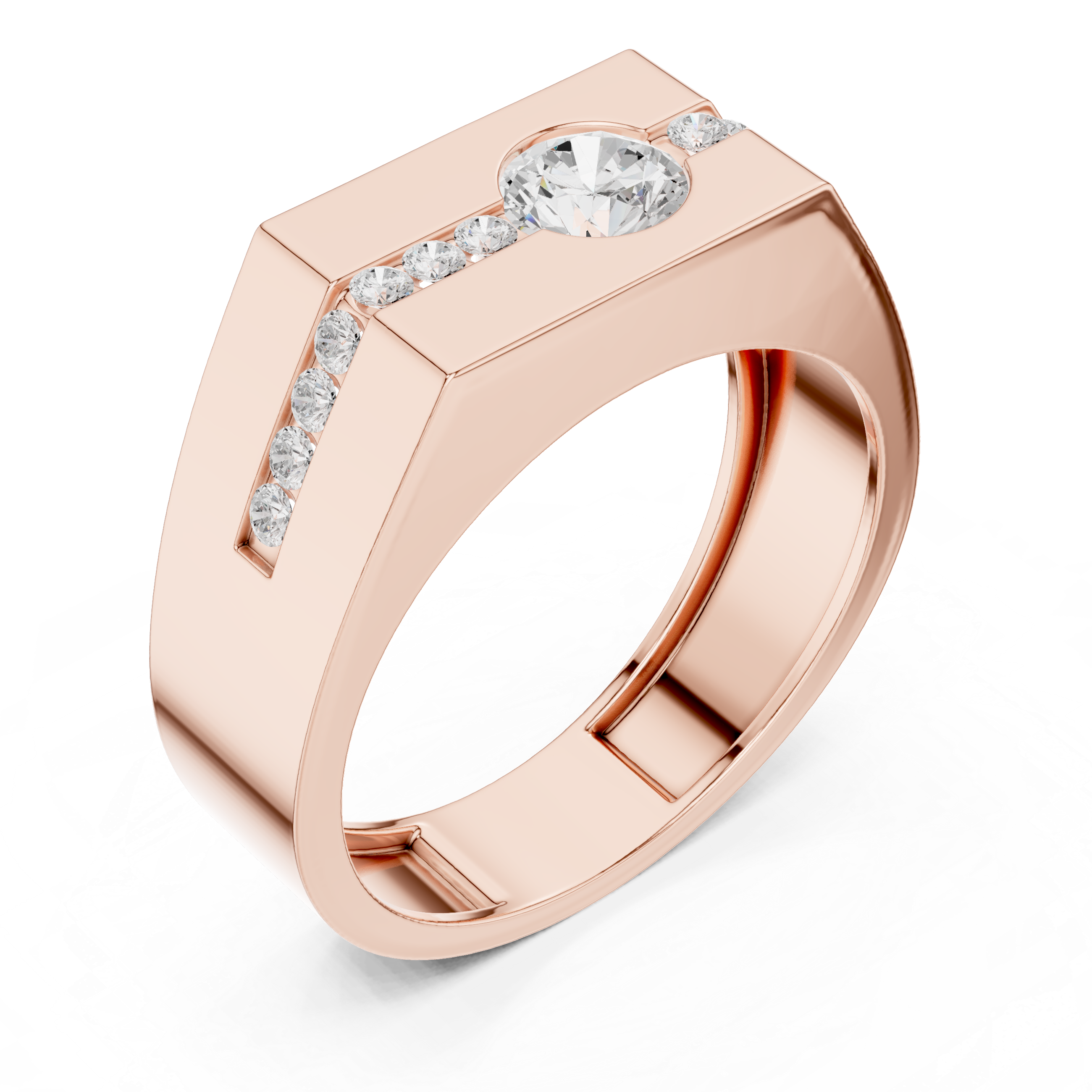 Men’s Lab-Grown Diamond Geometric Signet Ring in 14K Gold