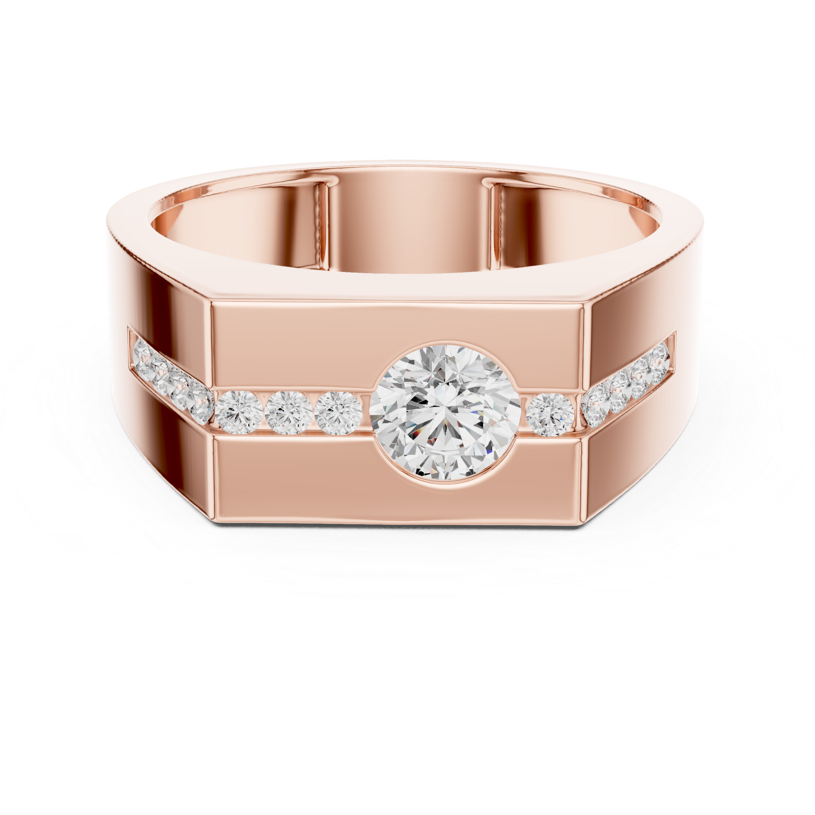 Men’s Lab-Grown Diamond Geometric Signet Ring in 14K Gold