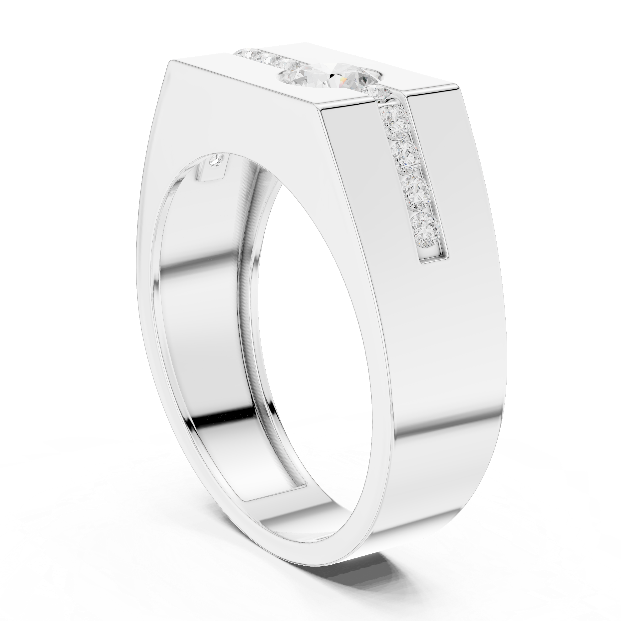 Men’s Lab-Grown Diamond Geometric Signet Ring in 14K Gold