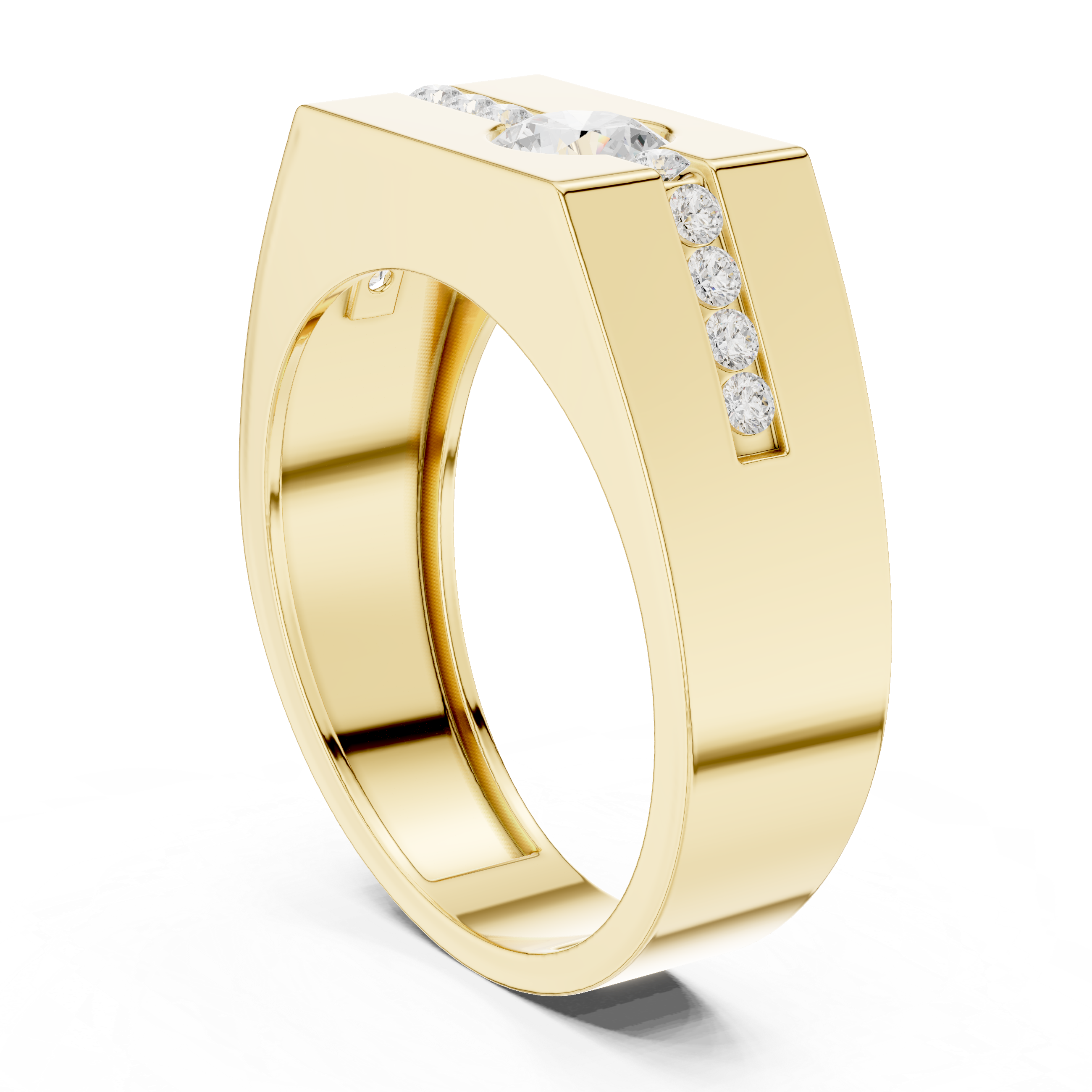 Men’s Lab-Grown Diamond Geometric Signet Ring in 14K Gold