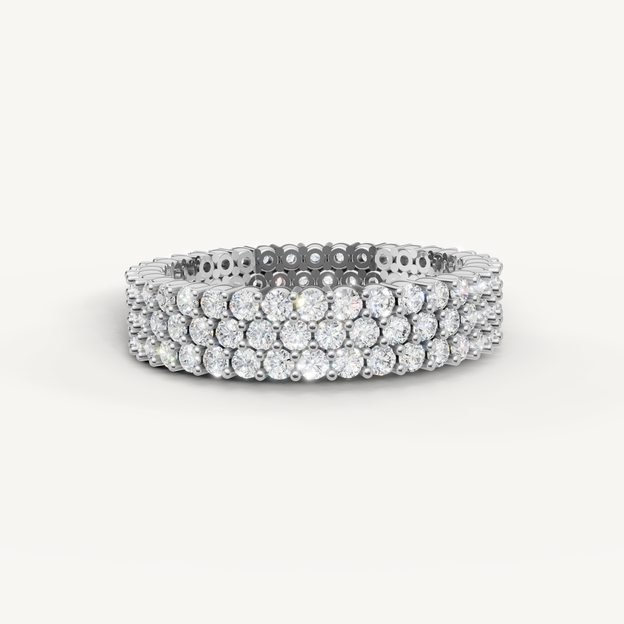 Raul Diamonds white gold multi row diamond wedding band with pavé set round diamonds and eternity design