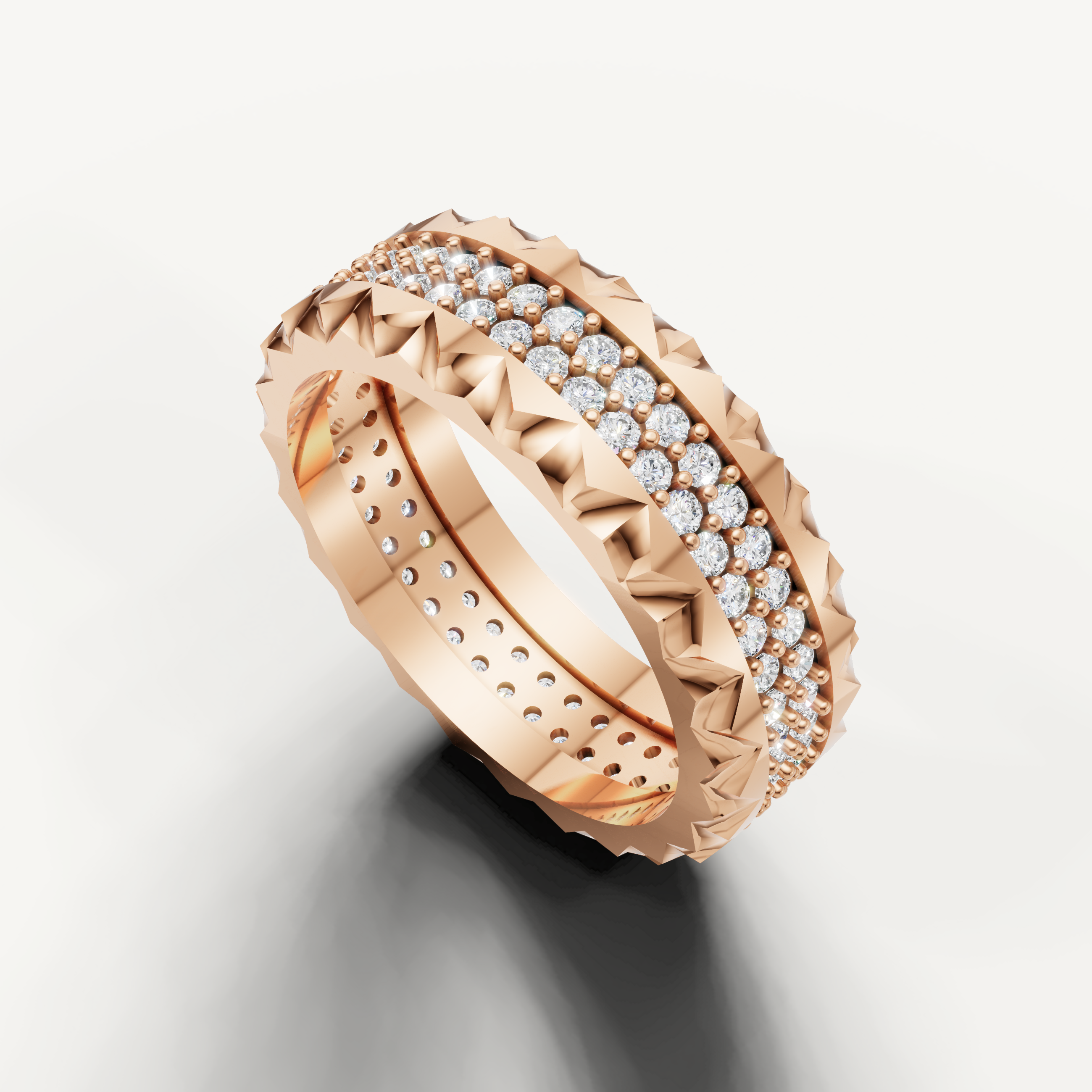 Luxury rose gold anniversary band featuring shimmering pavé diamonds from Raul Diamonds