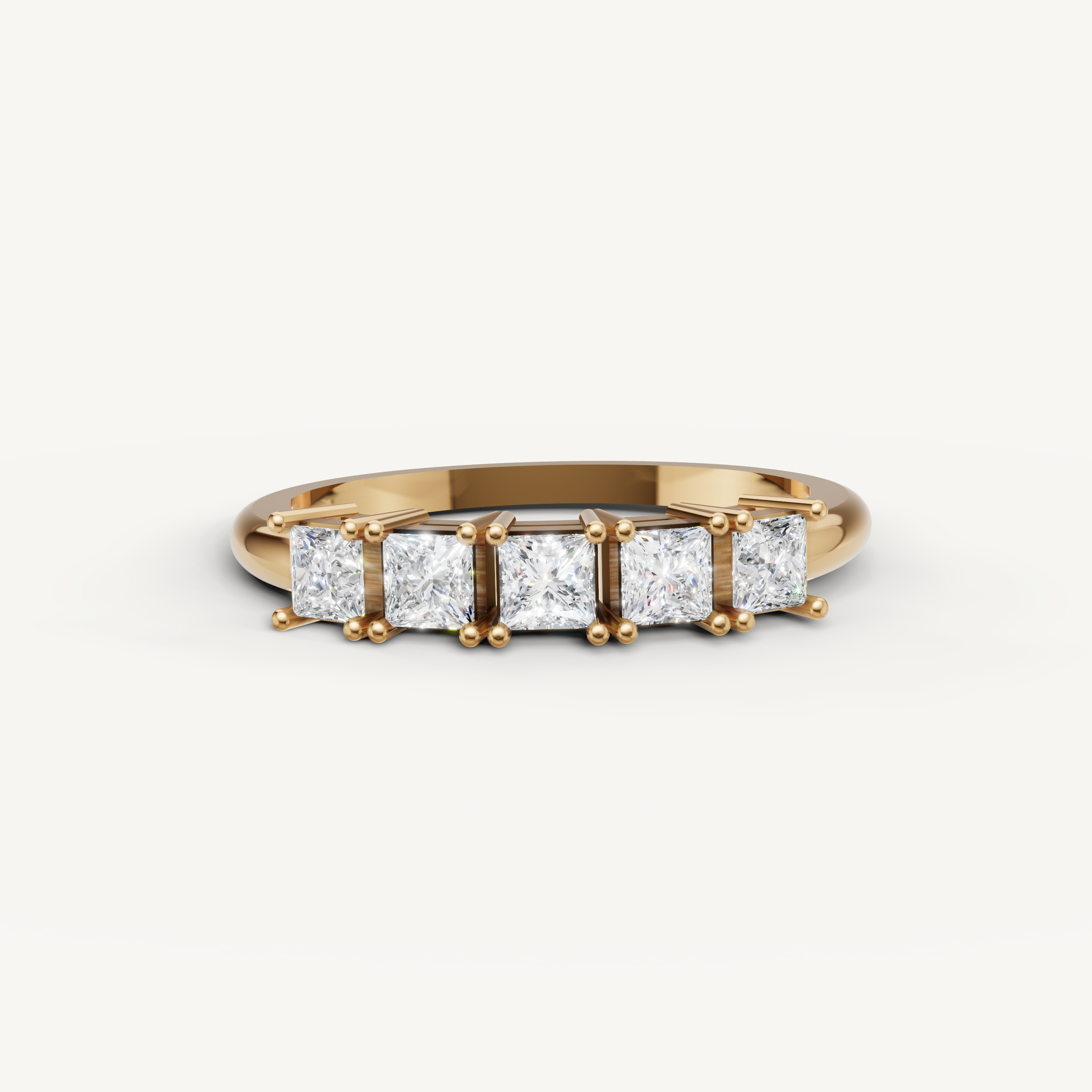 Raul Diamonds yellow gold princess cut diamond wedding band with five stone setting