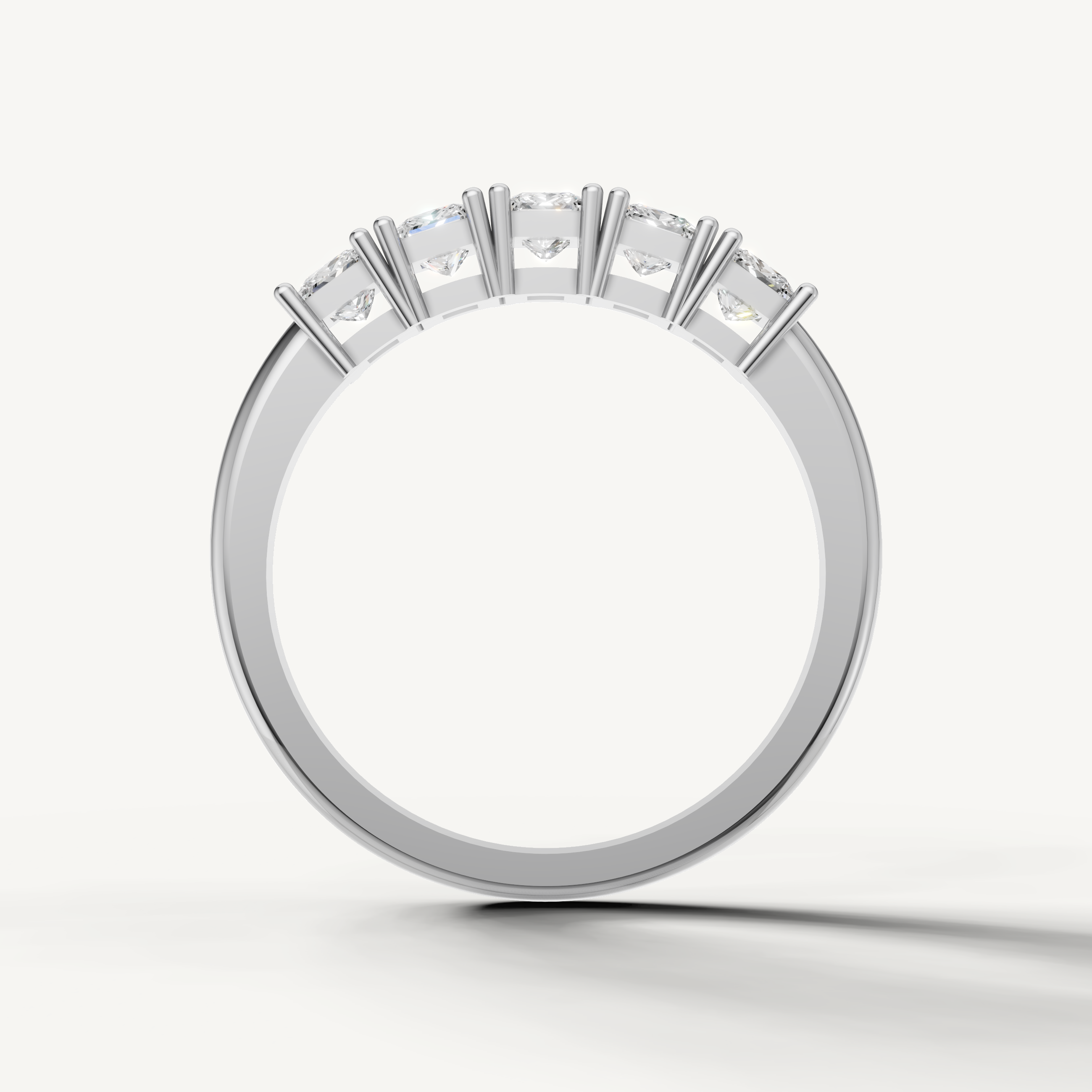 Premium white gold five stone diamond anniversary band crafted by Raul Diamonds