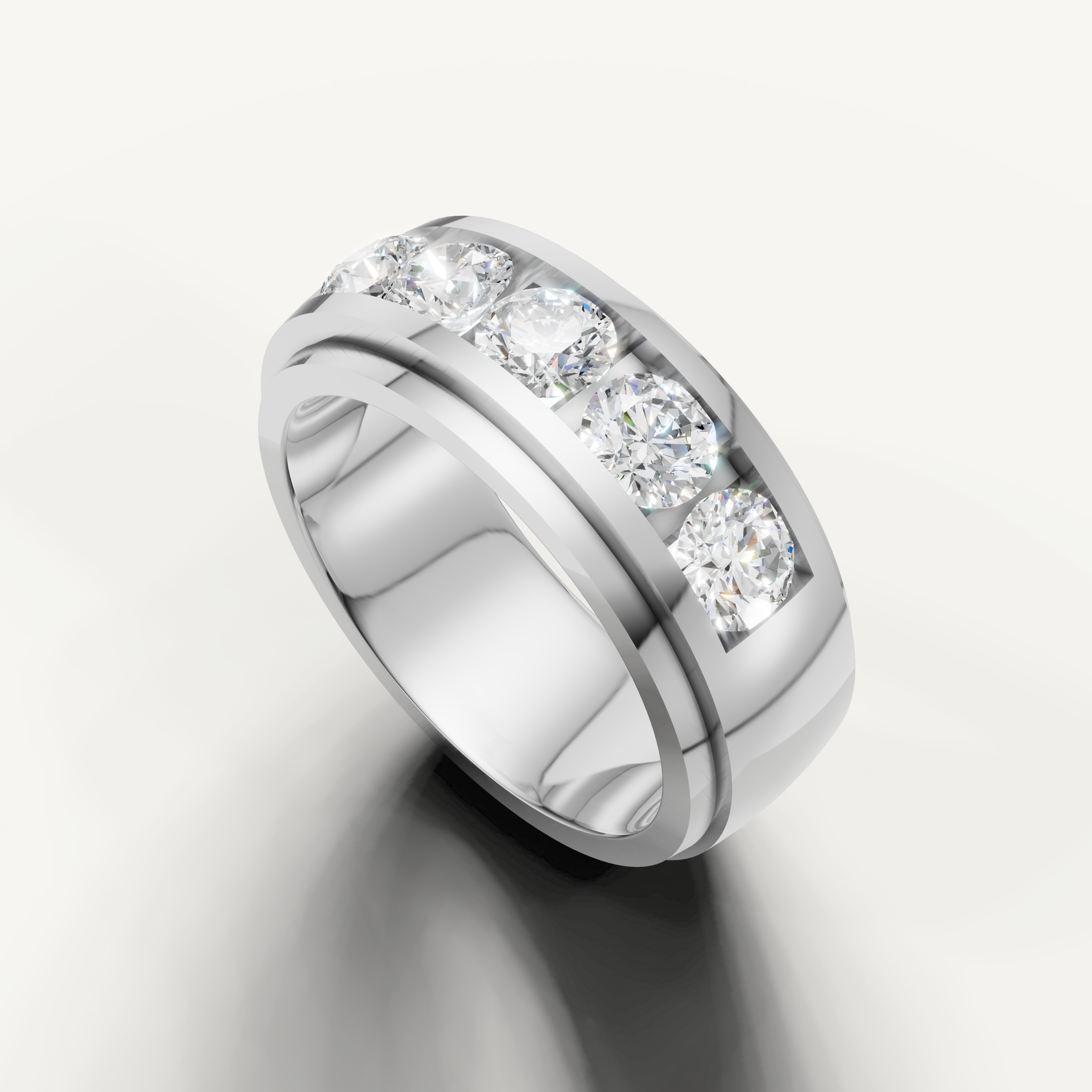 Contemporary white gold diamond anniversary band with round brilliant stones from Raul Diamonds