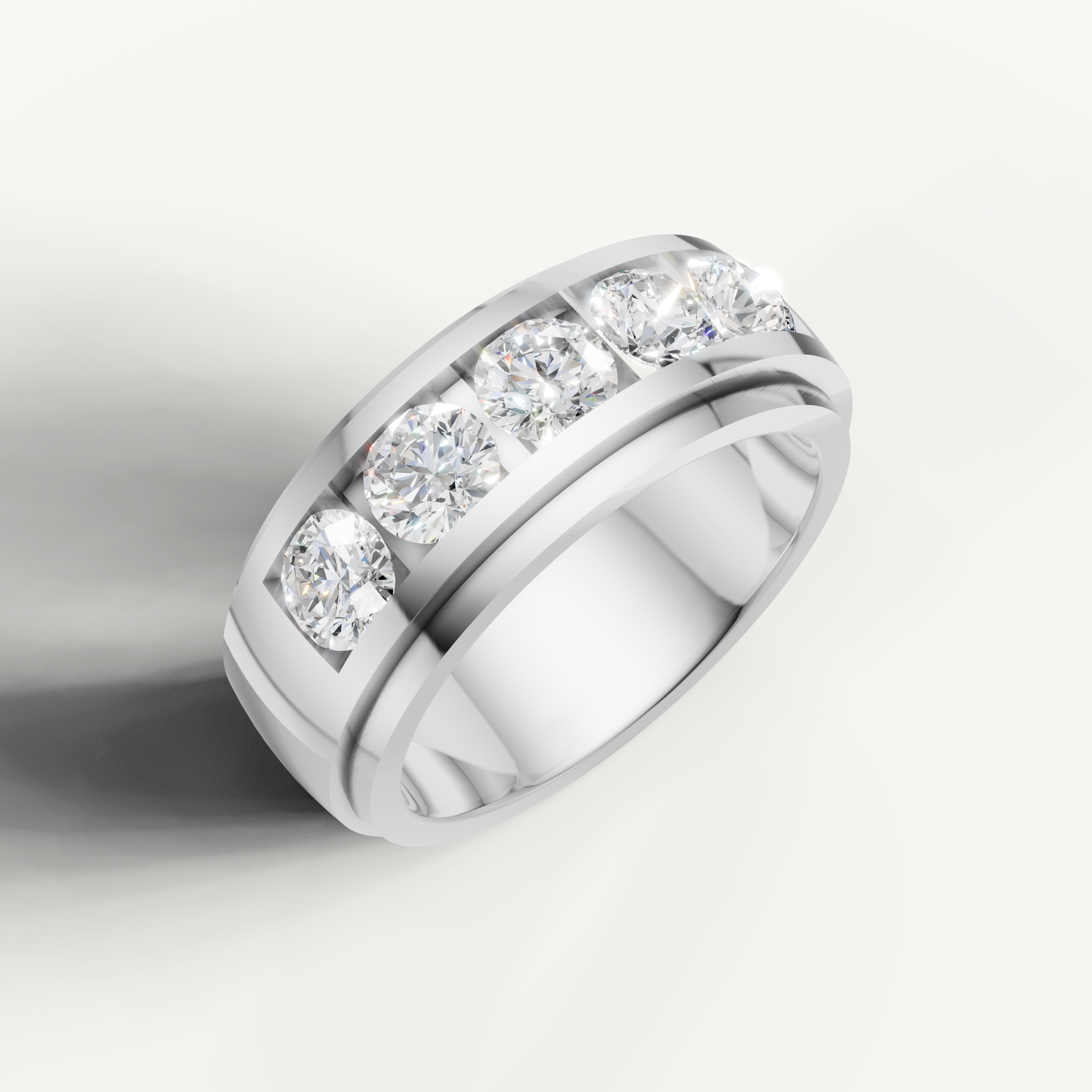 Elegant white gold five stone diamond ring by Raul Diamonds for weddings and anniversaries