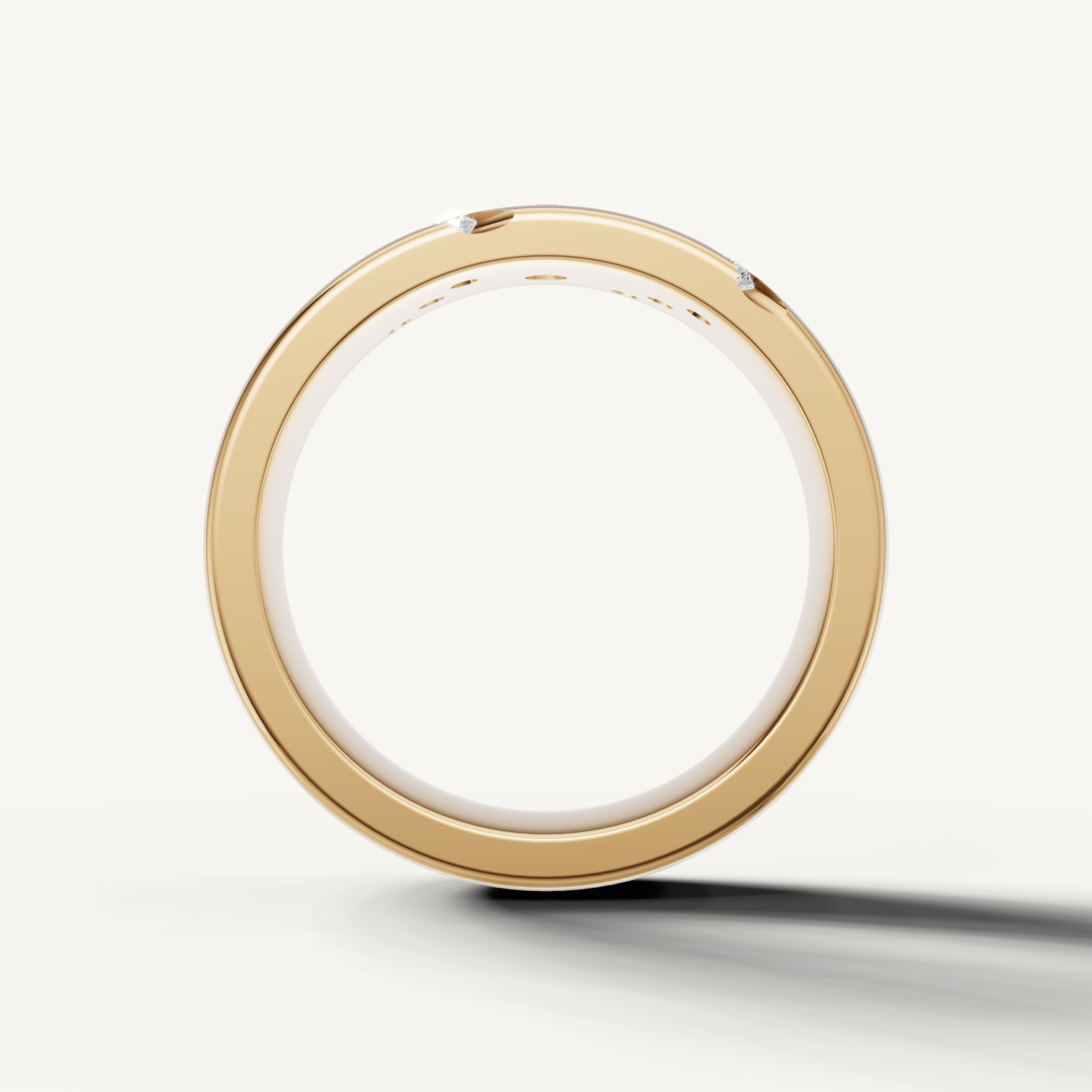 Luxury yellow gold diamond anniversary band with contemporary diagonal design from Raul Diamonds