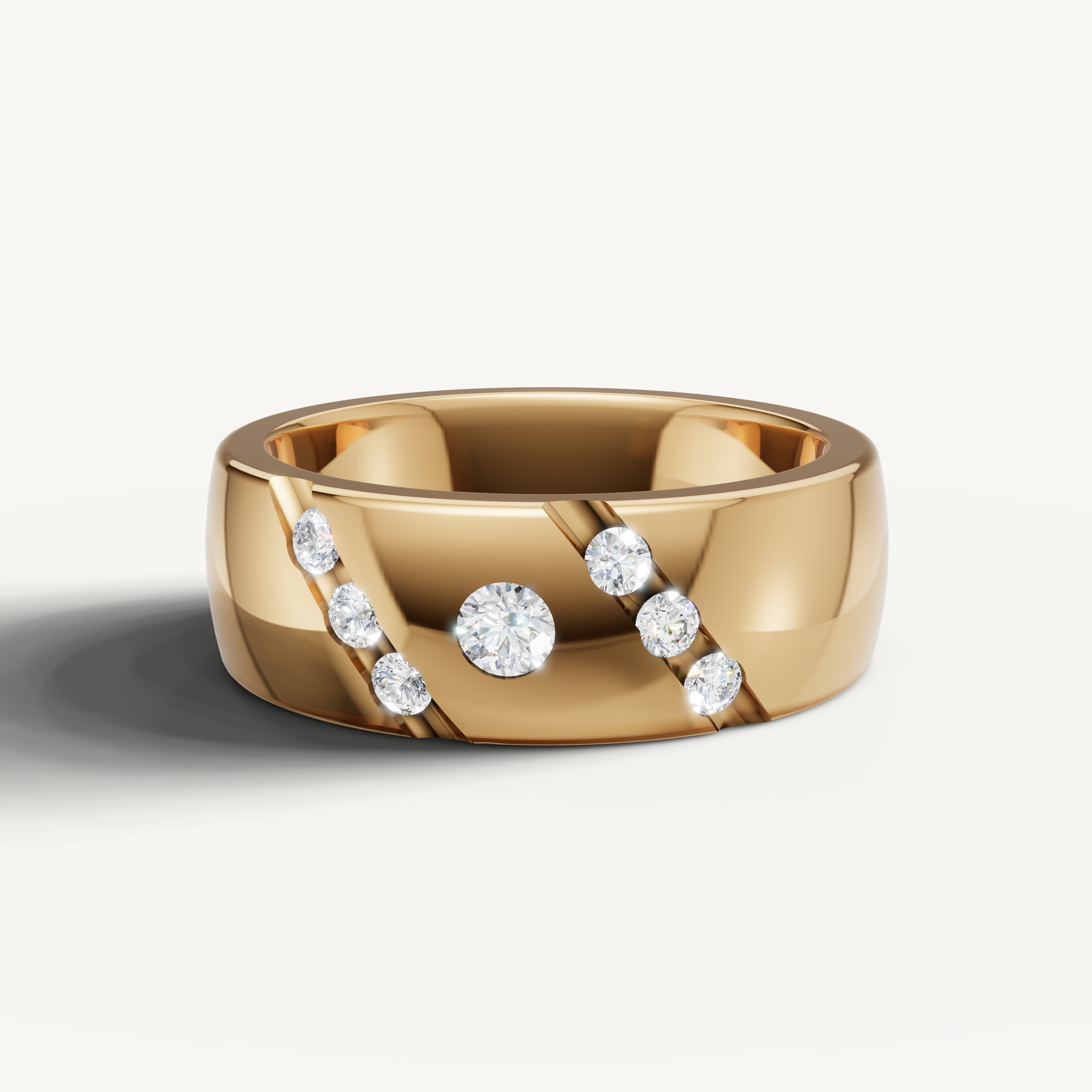 Raul Diamonds yellow gold diamond wedding band with scattered round brilliant diamonds
