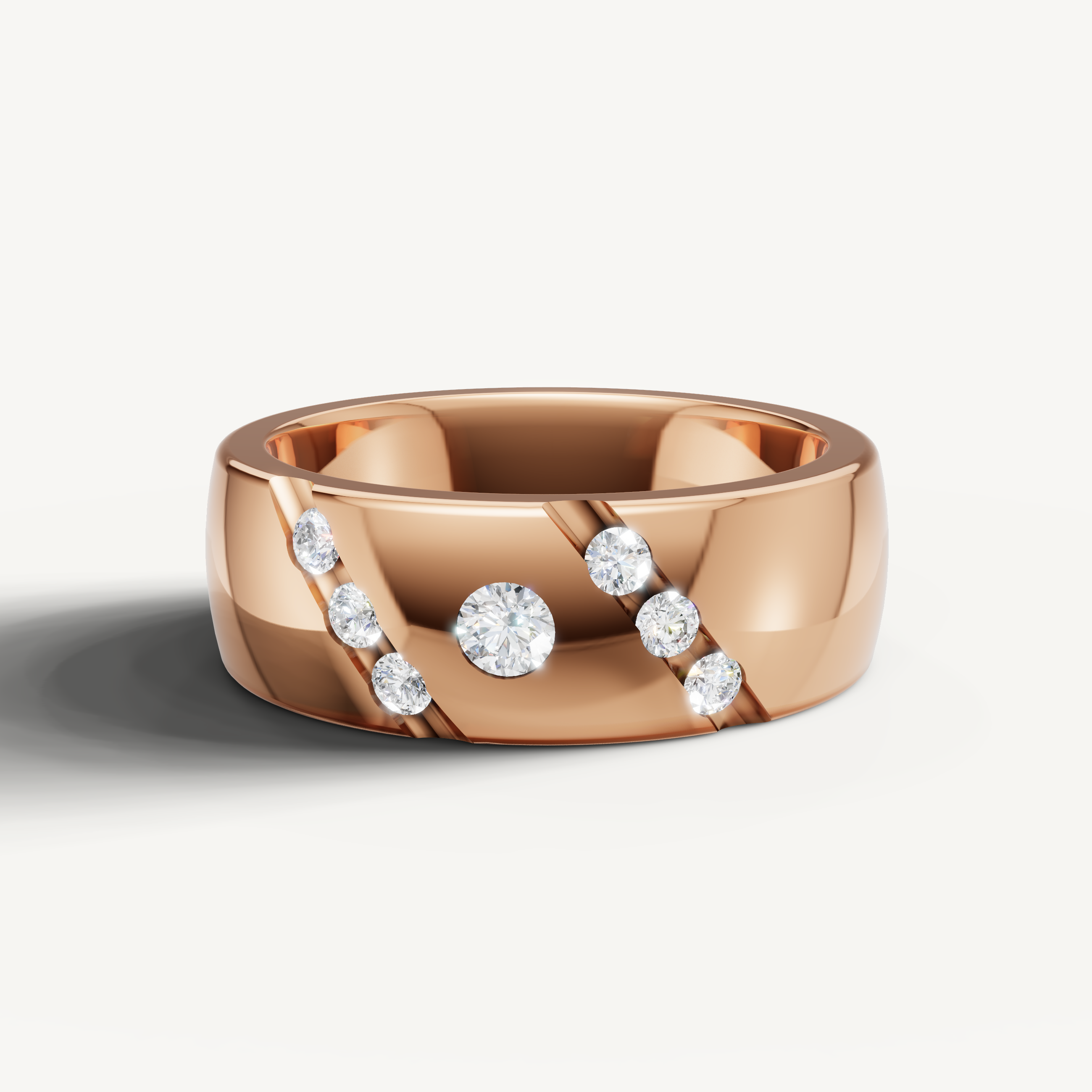 Raul Diamonds rose gold diamond wedding band with scattered round brilliant stones