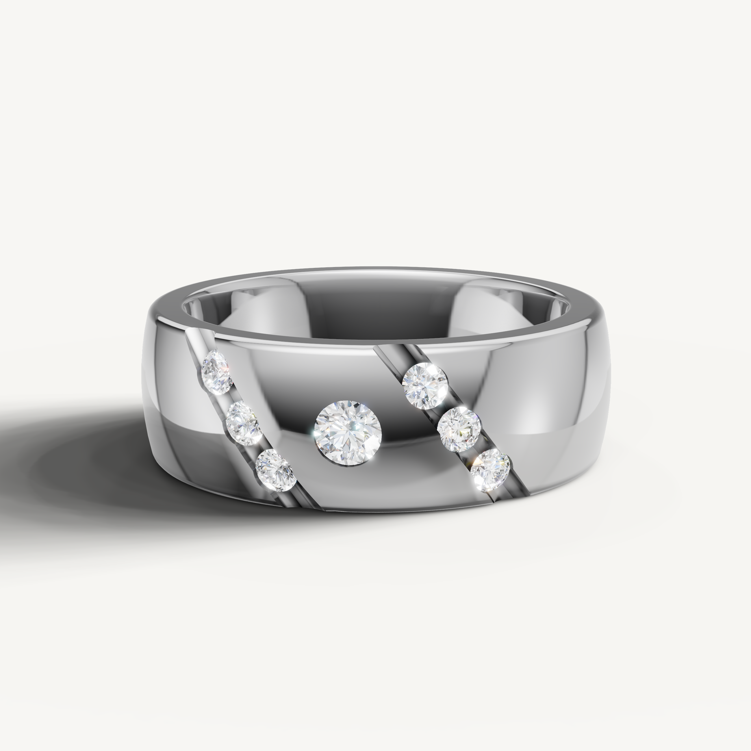 Raul Diamonds white gold diamond wedding band with modern scattered diamond setting