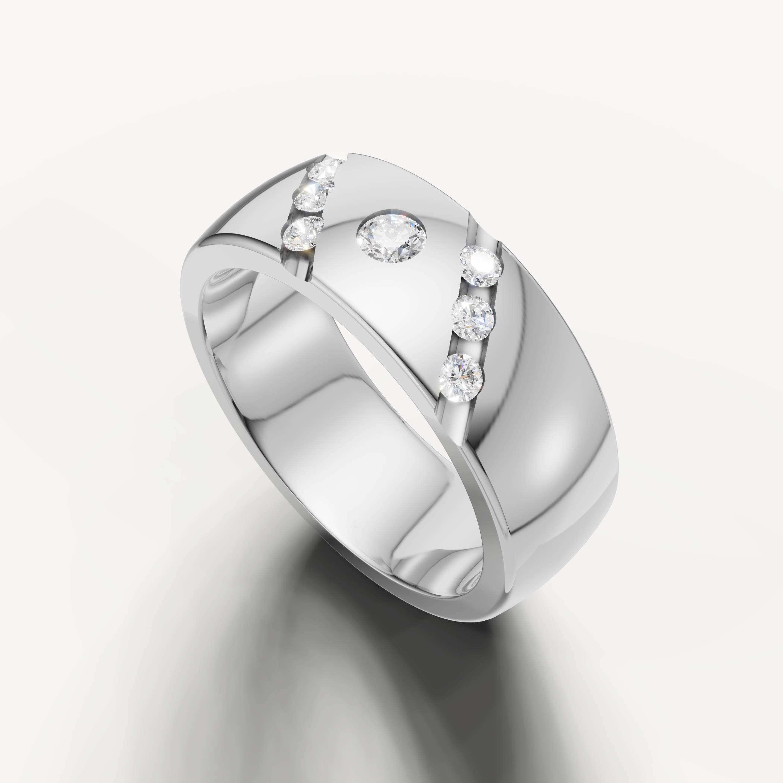 Luxury white gold anniversary band with flush set diamonds from Raul Diamonds
