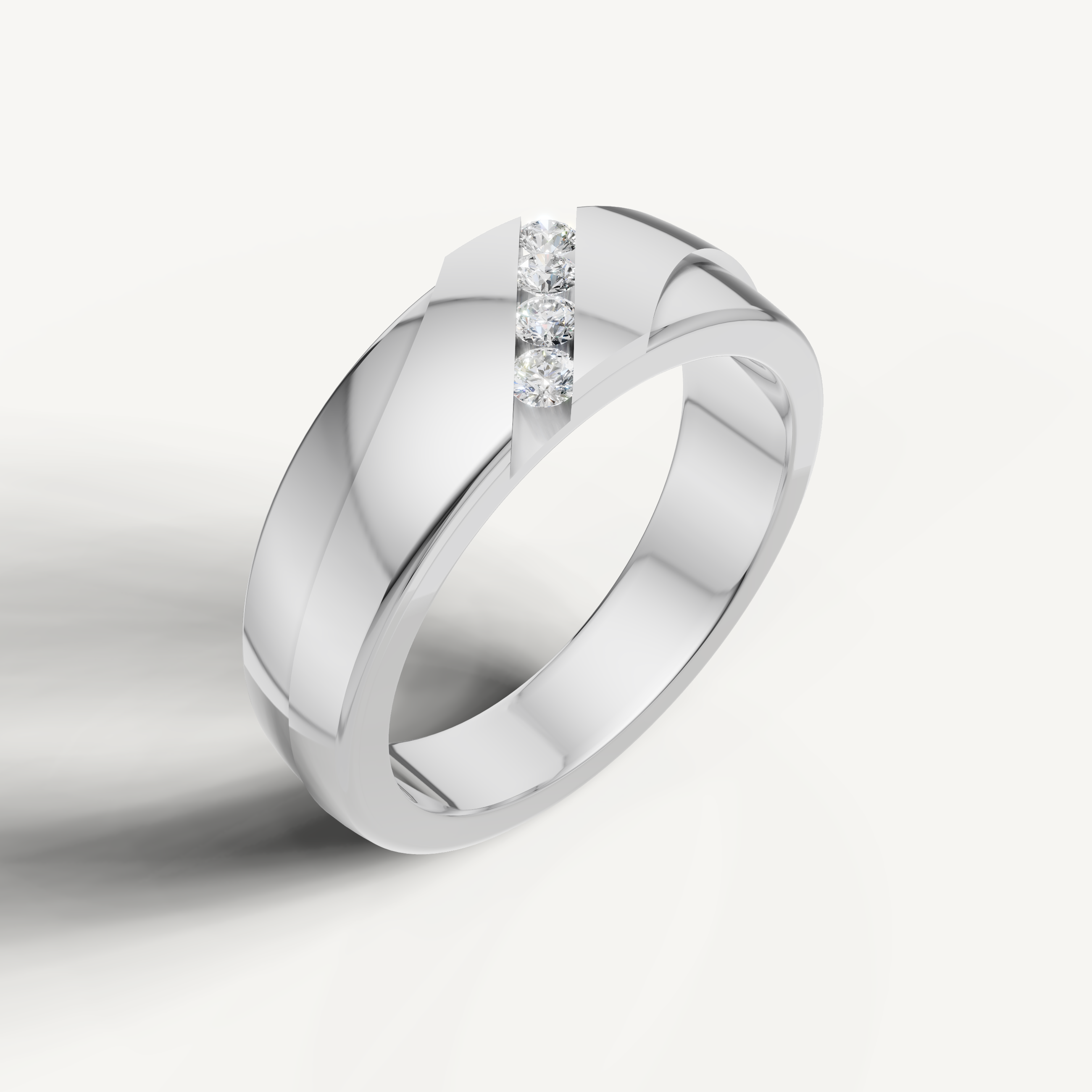 Elegant white gold wedding ring by Raul Diamonds with round brilliant diamond detailing